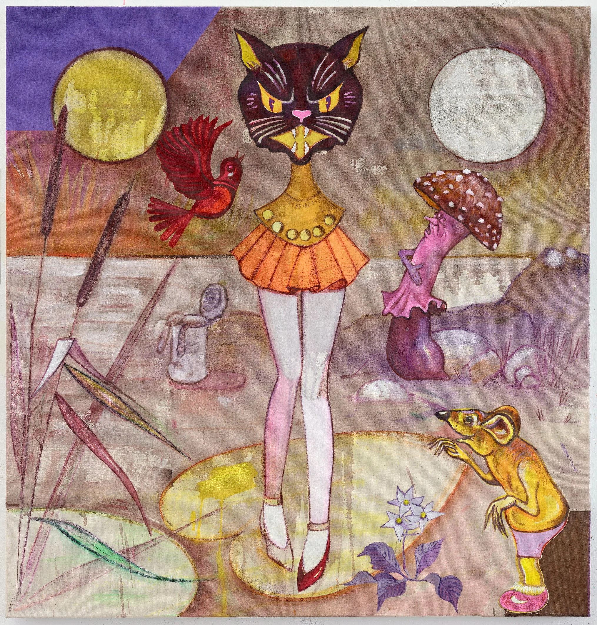  Midnight Model , 2018
Oil, pigments, Capaplex and yarn on canvas and jute
41 1/2 x 39 1/2 in | 105 x 100 cm