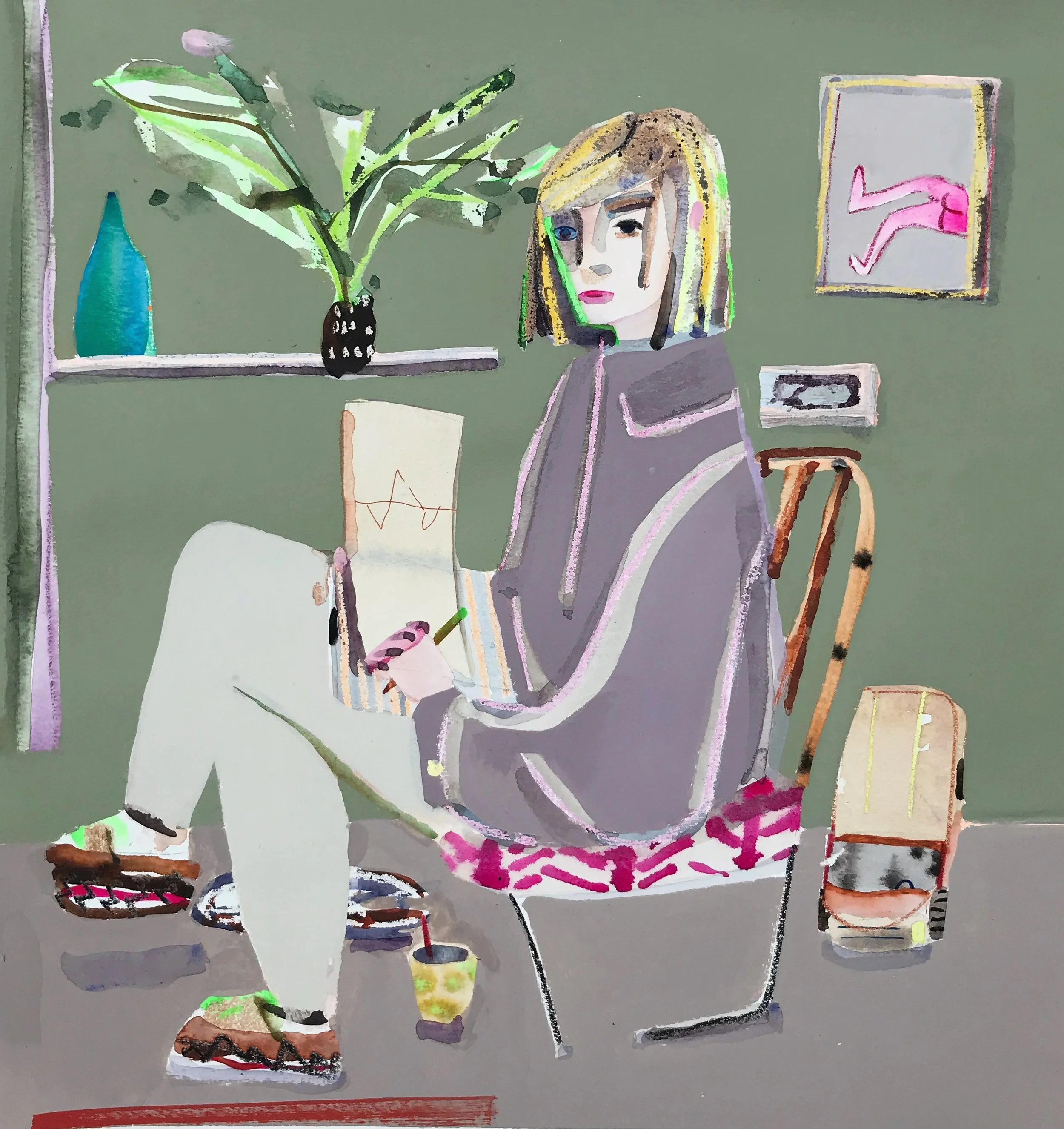  Drawing as Elaine , 2019
Mixed media on paper
16 x 16 3/4 in | 40.5 x 42.5 cm
21 3/4 x 20 3/4 in (framed) | 55 x 52.5 cm (framed)