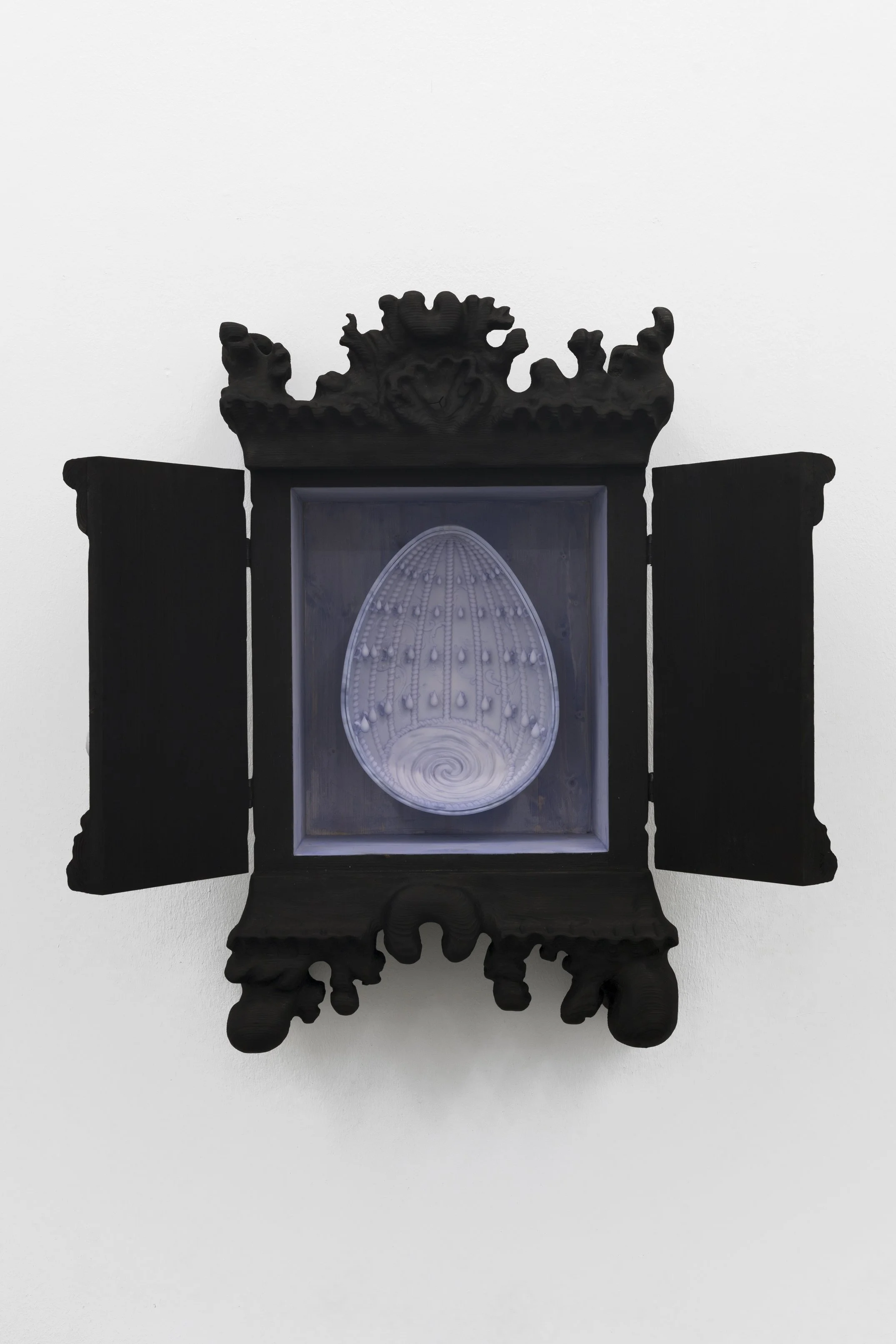  Constant of the Sacred Saline Dew Drops , 2024
Charred pinewood, 3D printed soy-based resin, linseed oil, dye, hardware
85 x 45 x 30 cm | 33 1/2 x 17 3/4 x 11 3/4 in