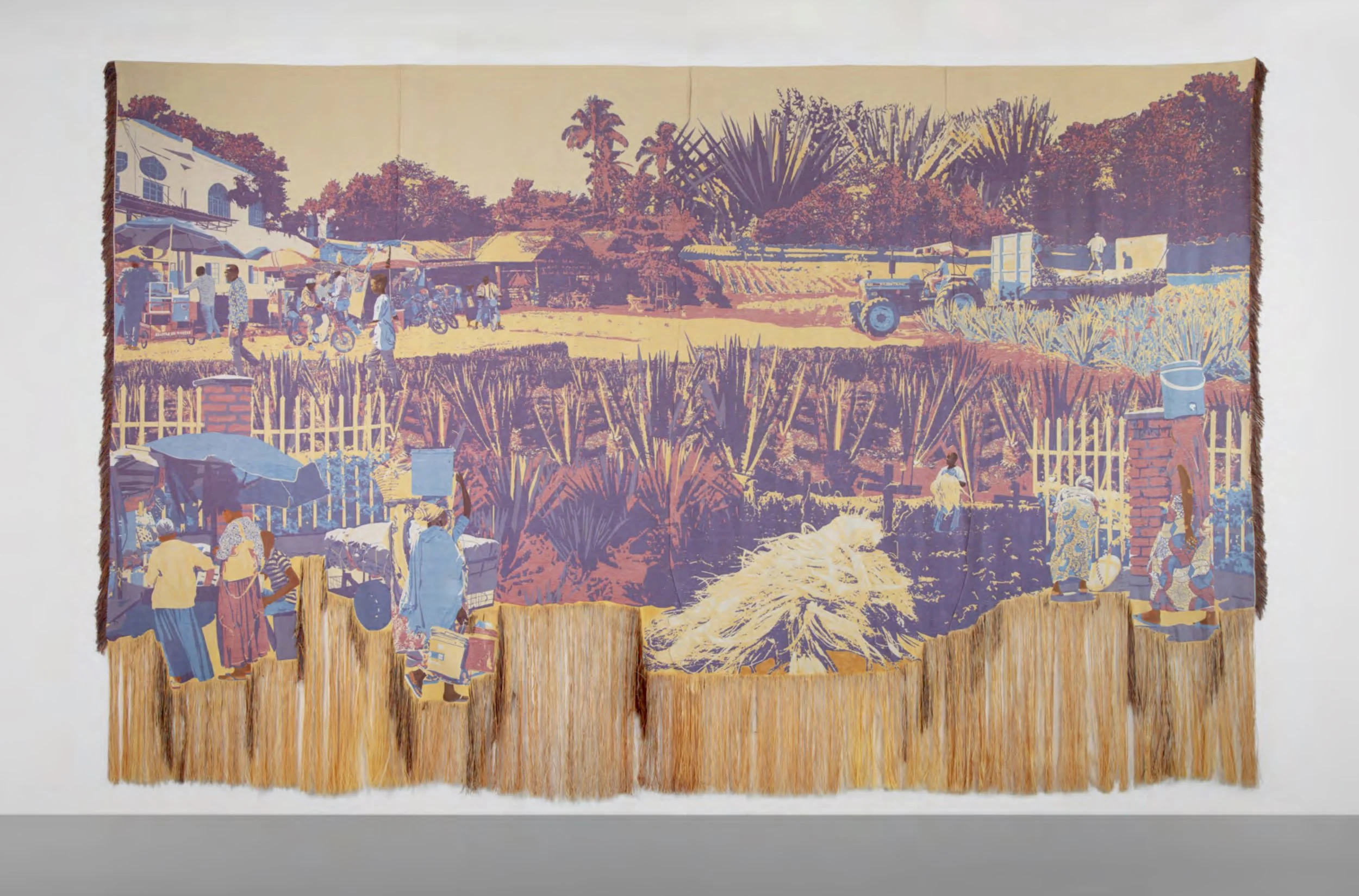  Etched in Soil , 2025
Jacquard woven fabric and acrylic paint
107 x 173 in | 272 x 439 cm