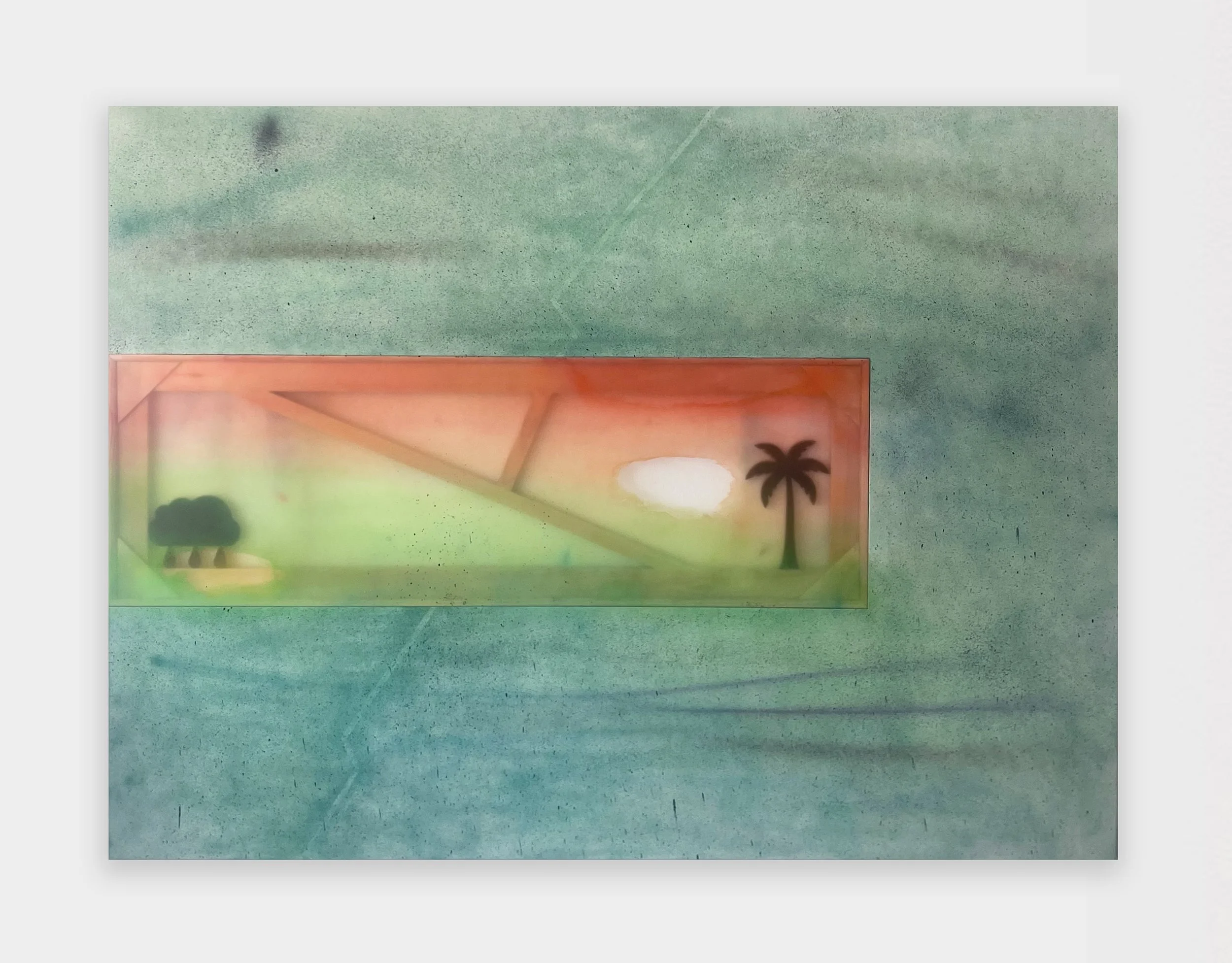  Laguna Húmeda , 2026
Alkyd on canvas and marine vinyl, wood
72 x 96 in | 183 x 244 cm