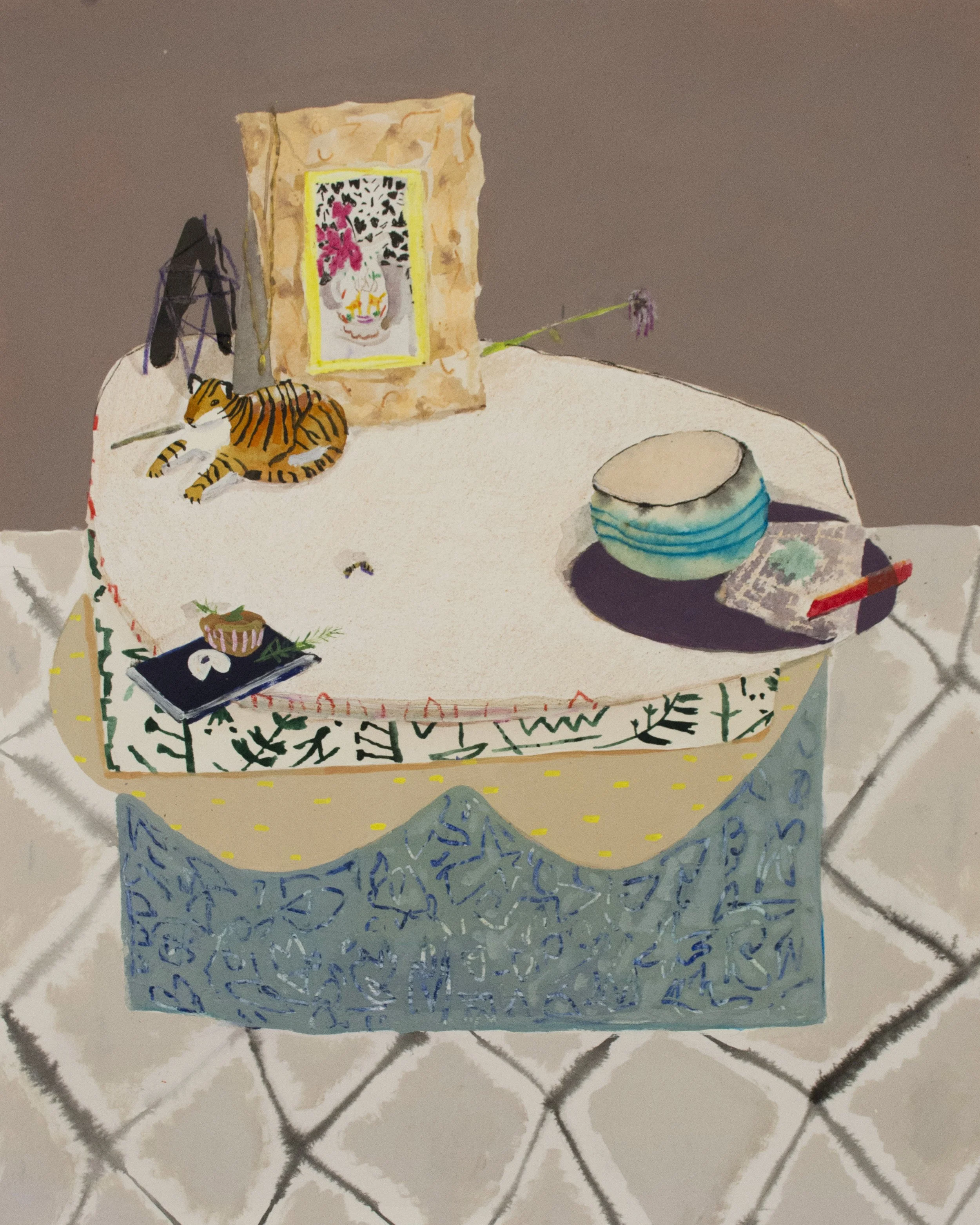  Still life with tiger , 2016
Mixed media on paper
18 1/3 x 14 1/2 in | 46.5 x 37 cm