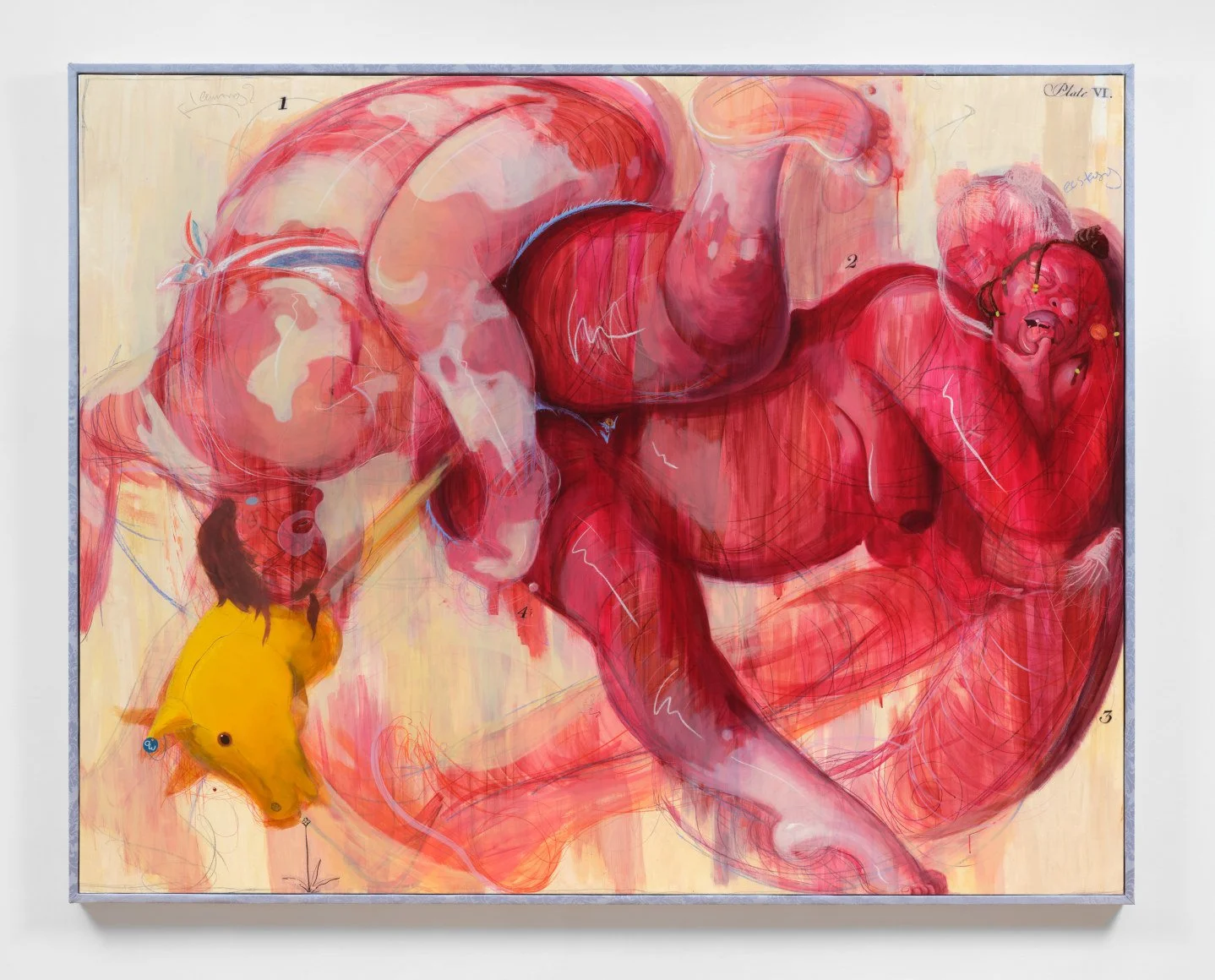  Let me put it this way , 2023
Acrylic, oil, pastel, and rhinestones on canvas with upholstered frame
198 x 251.5 cm | 78 x 99 in