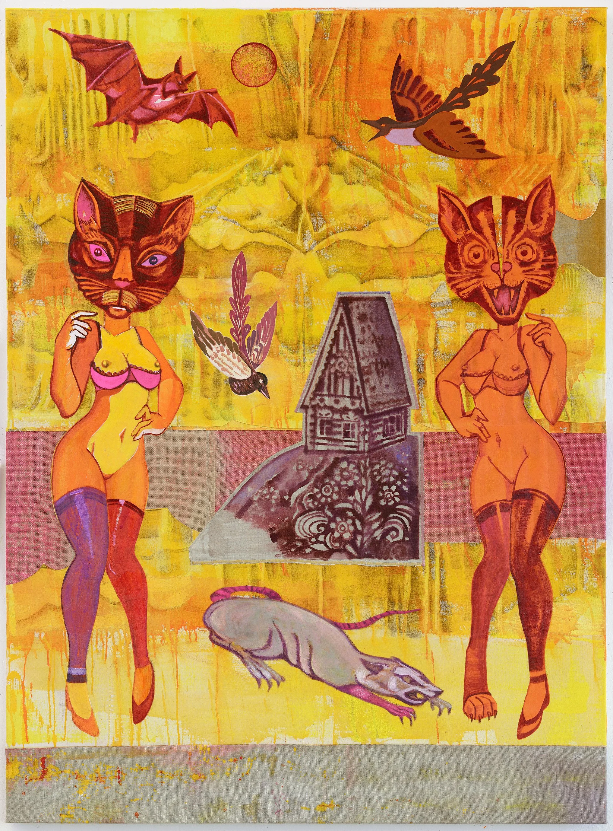  From Dusk Till Dawn , 2018
Oil, pigments, Capaplex and yarn on canvas and jute
59 1/8 x 43 1/3 in | 150 x 110 cm