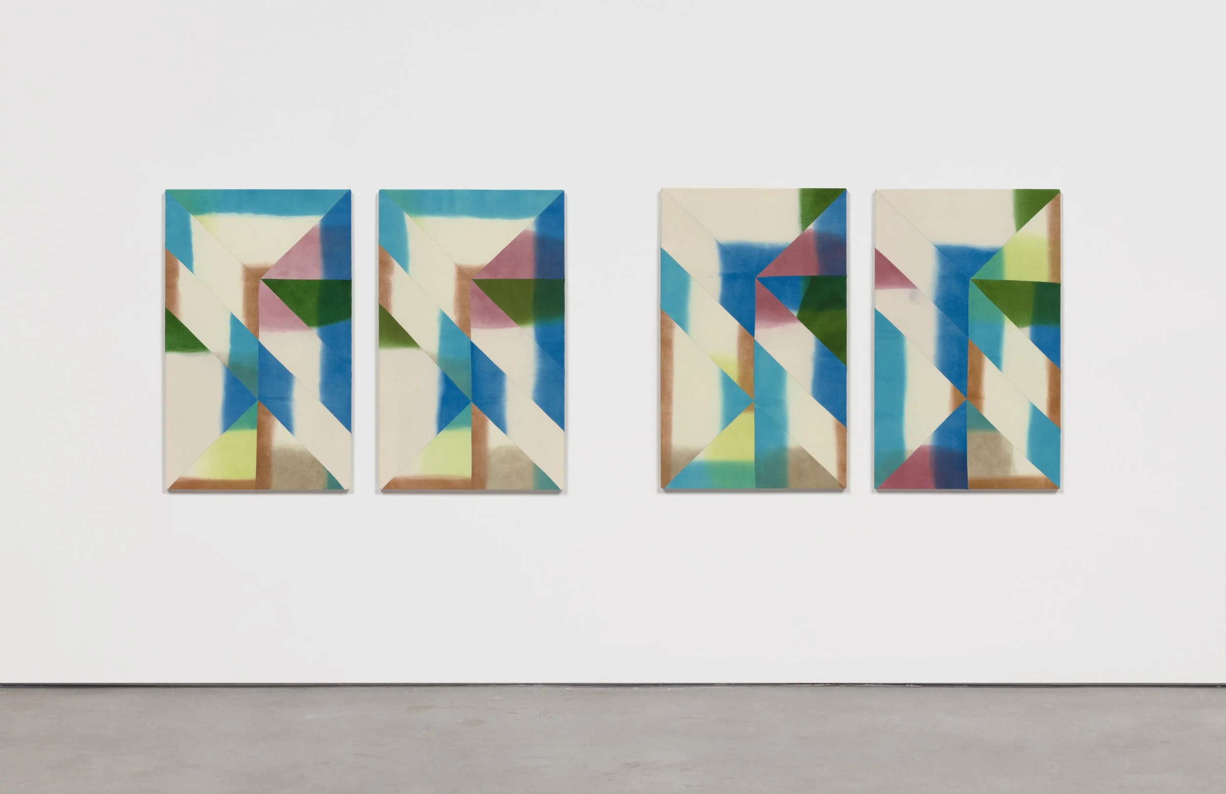  Untitled , 2021
Dyed wool and thread
4 parts, each 116 x 71 cm | 28 x 45 1/2 in