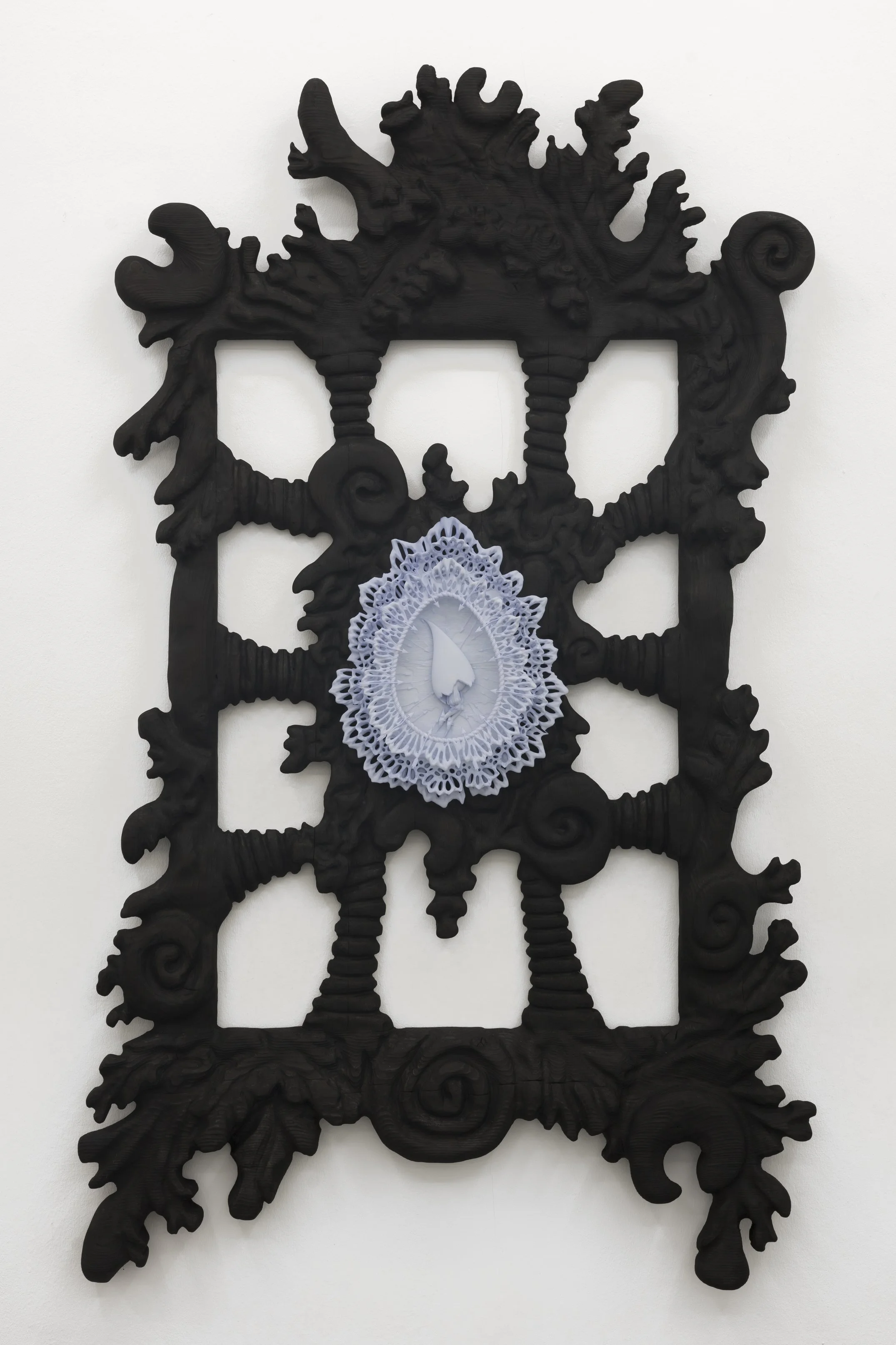  I Can’t Stay for Long , 2024
Charred pinewood, 3D printed soy-based resin, linseed oil, dye, hardware
178 x 110 x 10 cm | 70 x 43 1/2 x 4 in