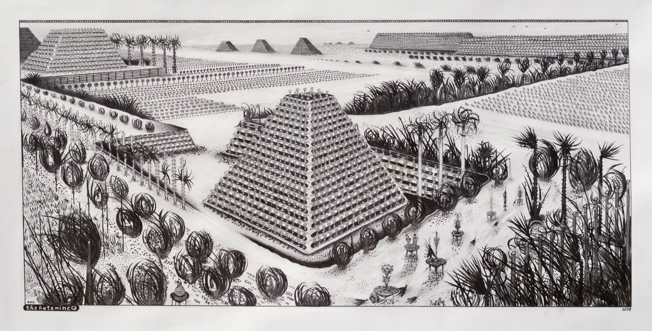  The Hate Mine Question , 2017
Graphite and silver ink on Fabriano 4 paper
35 x 68 cm / 13 5/6 x 26 3/4 in