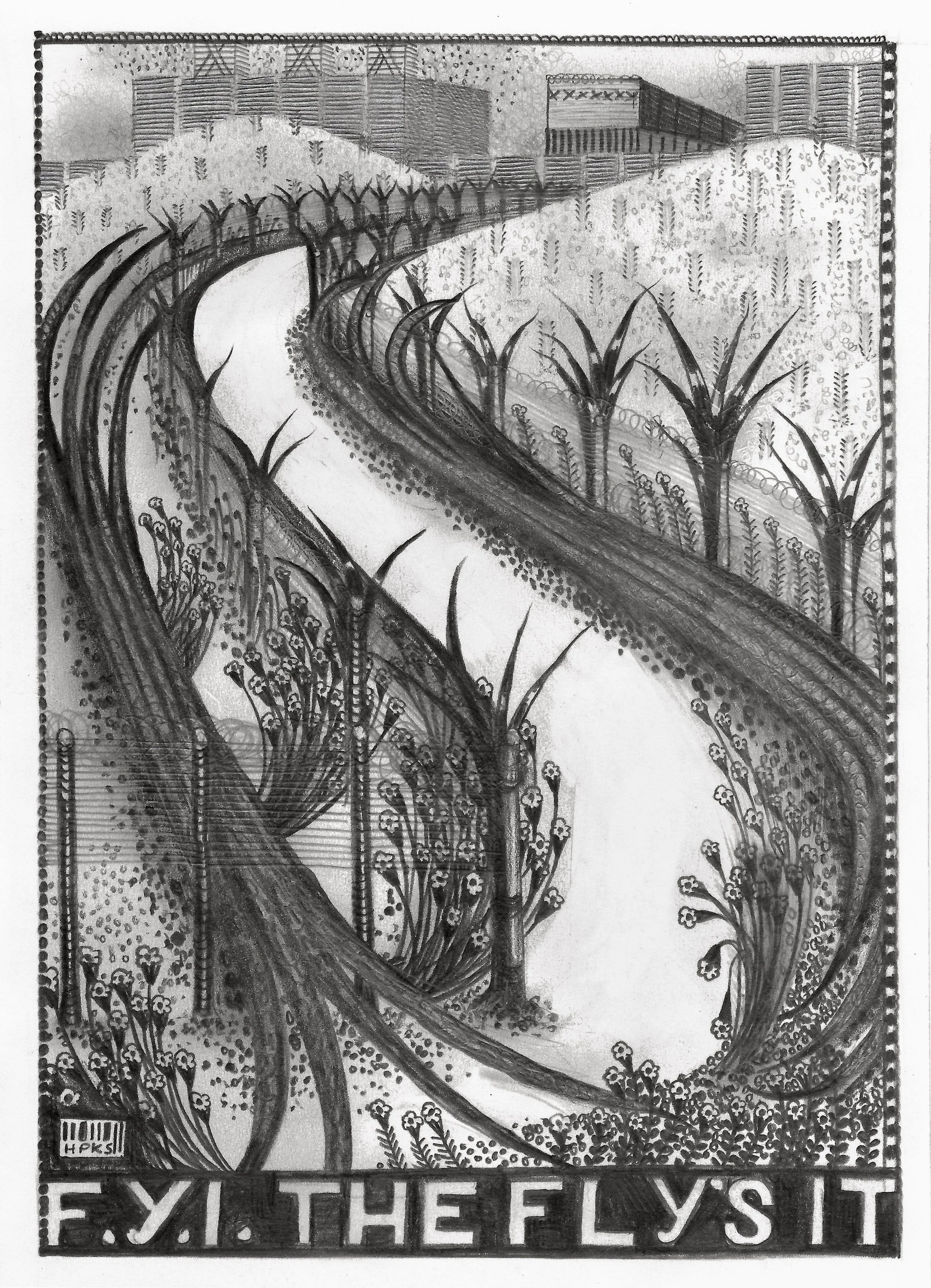  F.Y.I. The Fly's It , 2013
Graphite and silver ink on 220gsm Fabriano 4 paper
21 x 15 cm / 8 1/4 x 6 in