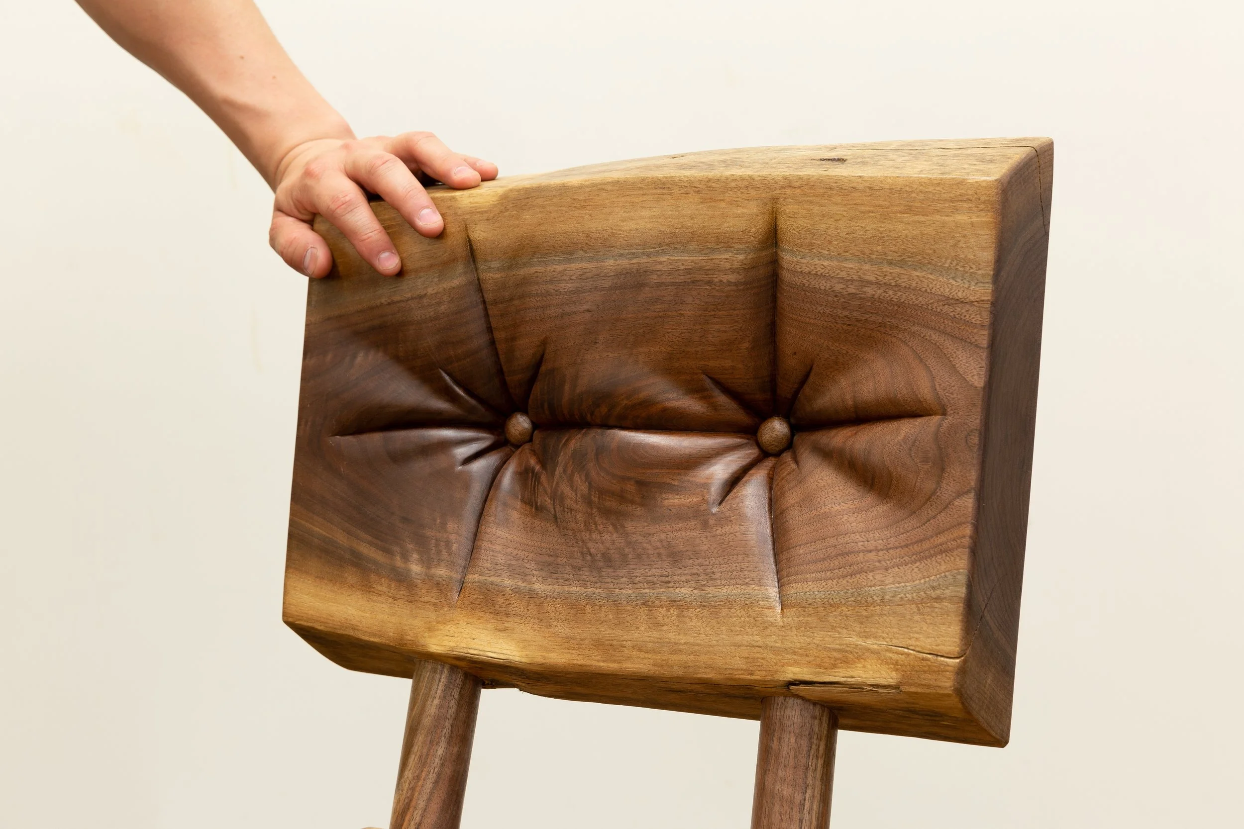  Soft Chair (Detail) , 2025
Walnut, polxayurethane
30 1/2 x 18 1/2 x 18 1/2 in | 77.5 x 47 x 47 cm