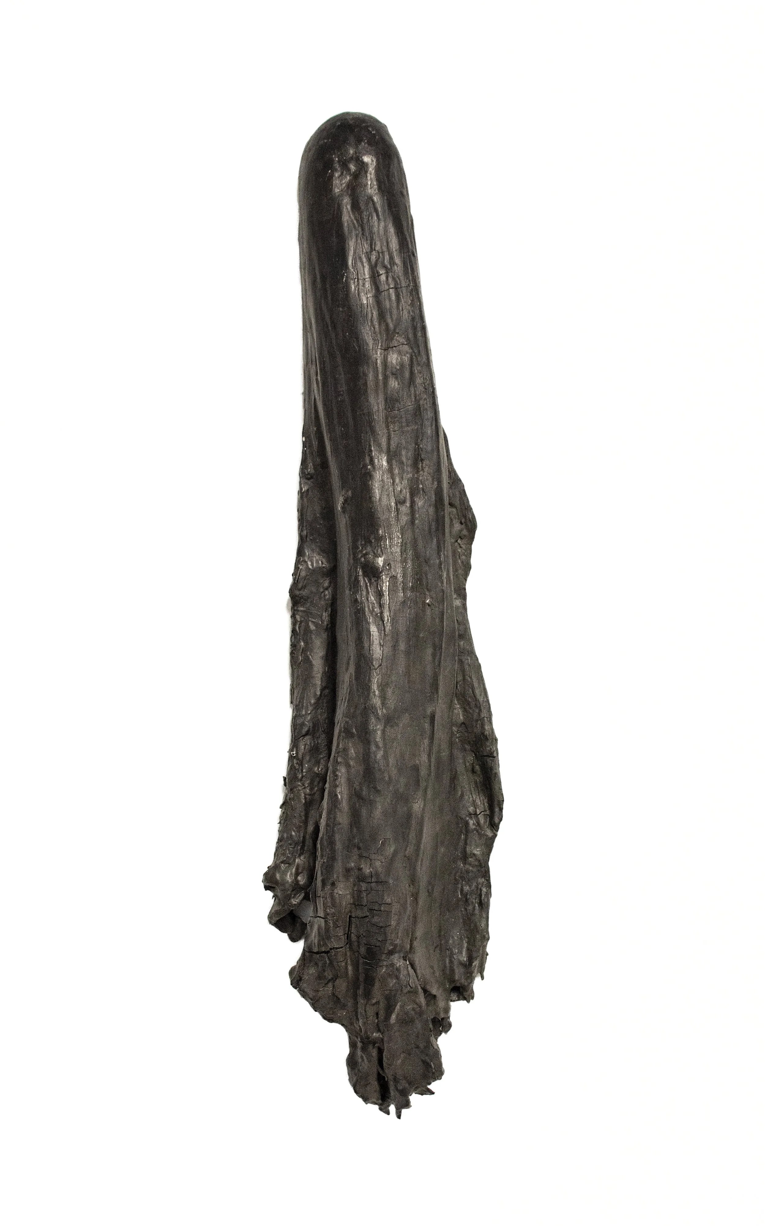  Fragment (Sleeve and Shoulder of a Silk Dress) , 2018 
India ink on fired porcelain formed from fabric and wood 
30 x 7 x 4 1/2 in | 76.20 x 17.5 x 11.5 cm