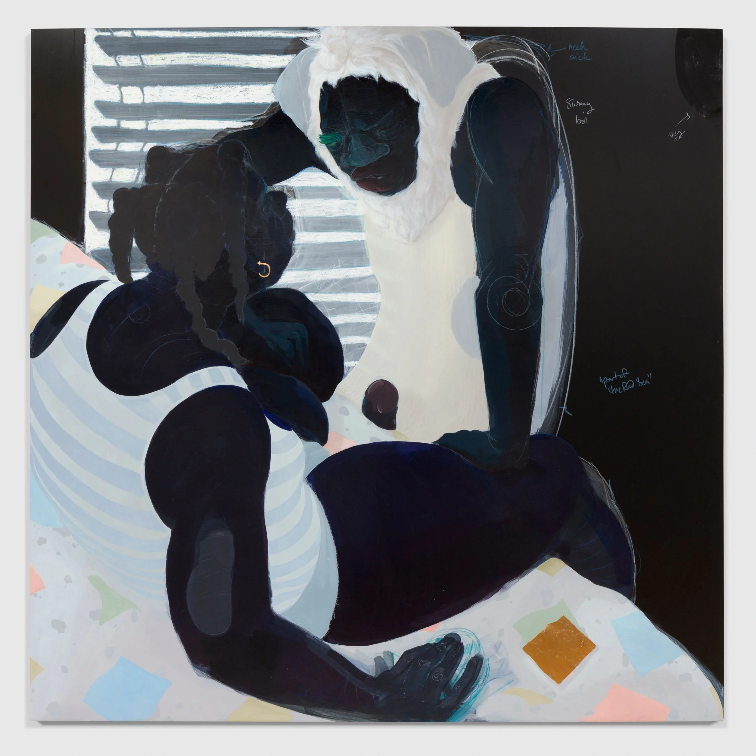  Gold Plated Moment , 2021
Acrylic, oil, pastel, and gold leaf on PVC
122 x 122 cm | 48 x 48 in