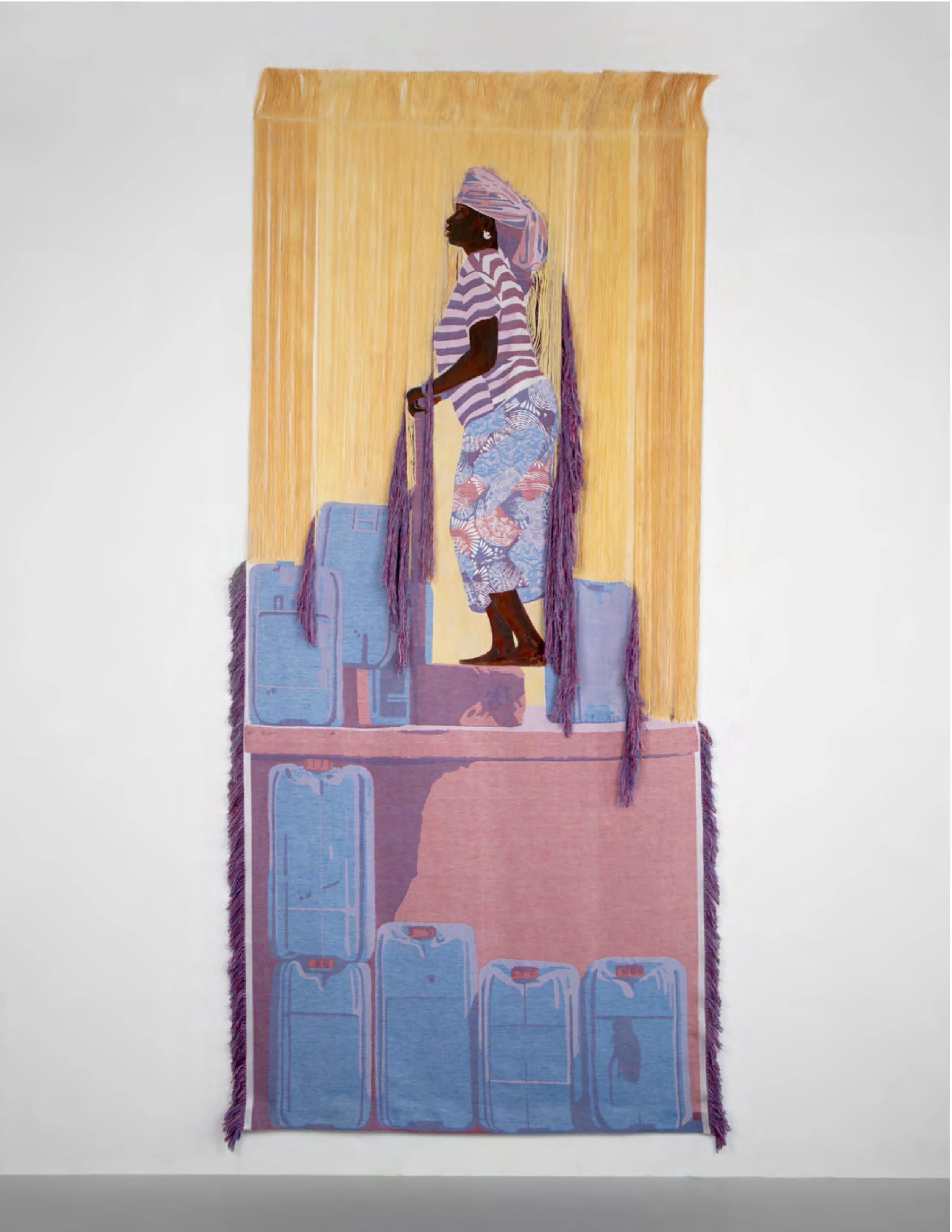  The Well Knows Her Name , 2025
Jacquard woven fabric and acrylic paint
103 x 51 in | 262 x 129.5 cm
