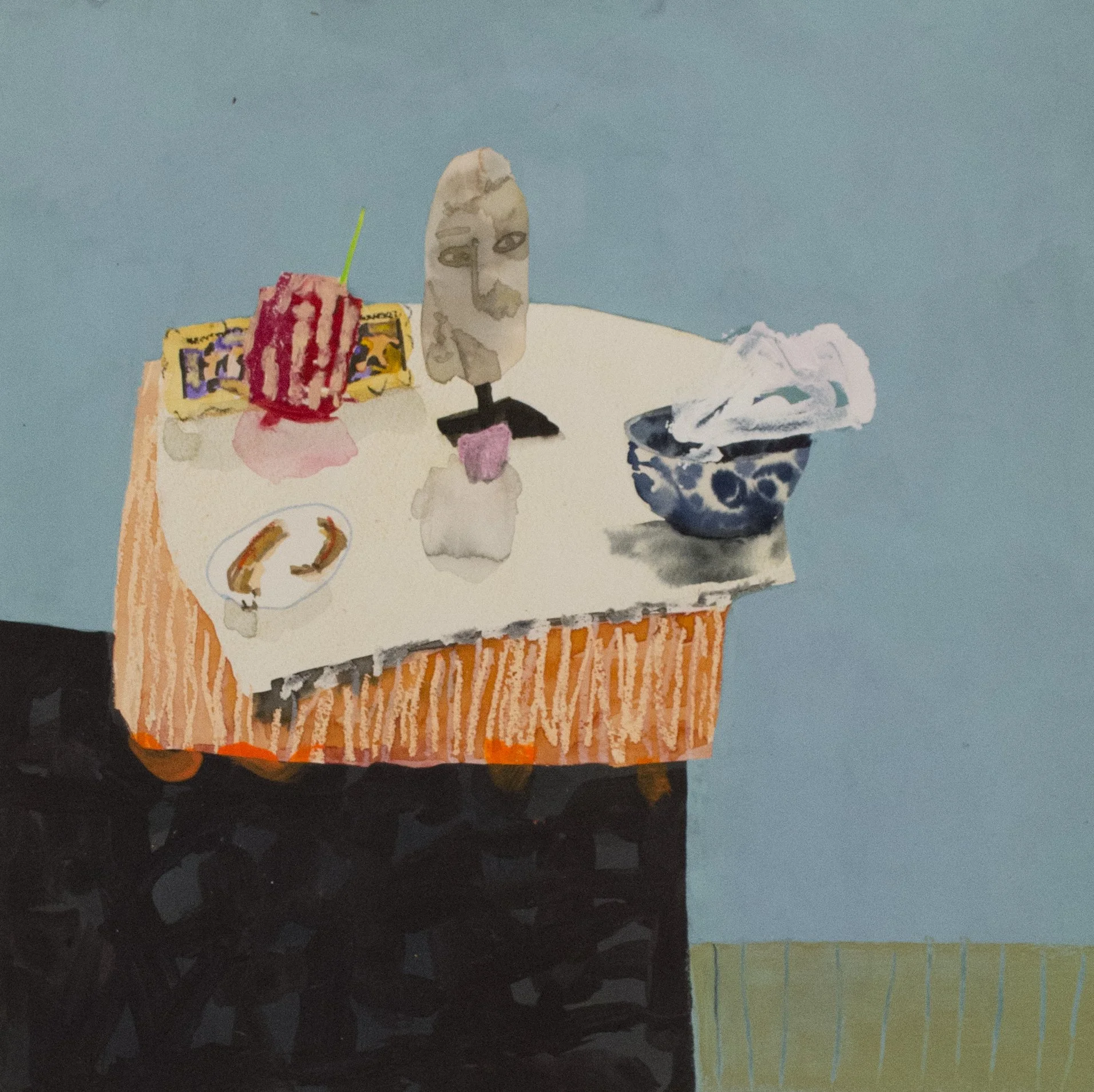  Still life with blue wear bowl , 2016
Mixed media on paper
15 3/4 x 15 3/4 in | 40 x 40 cm