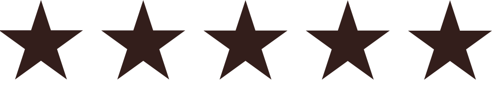 Five brown stars aligned in a row.