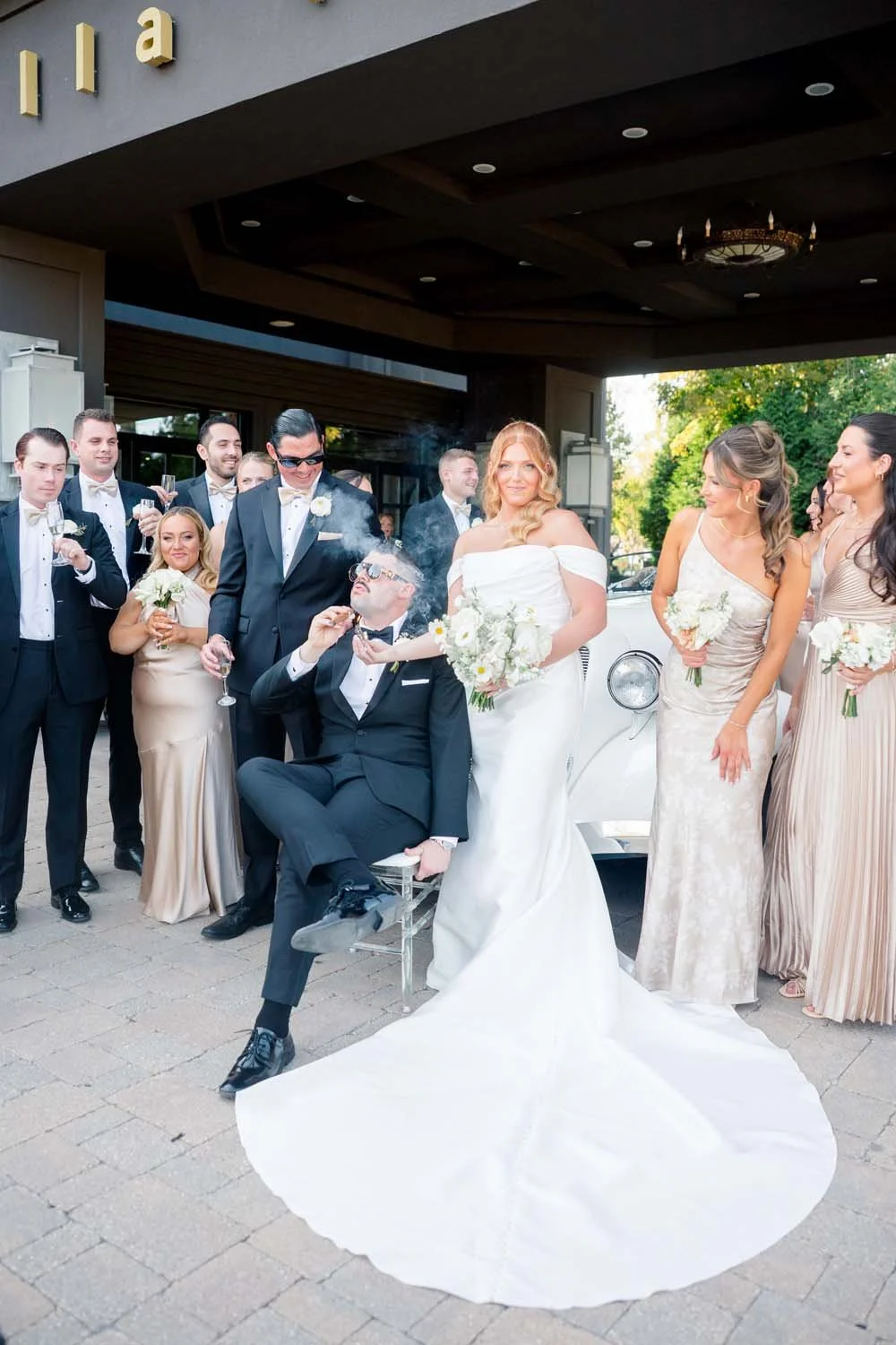 glam-black-tie-wedding-party-cigars