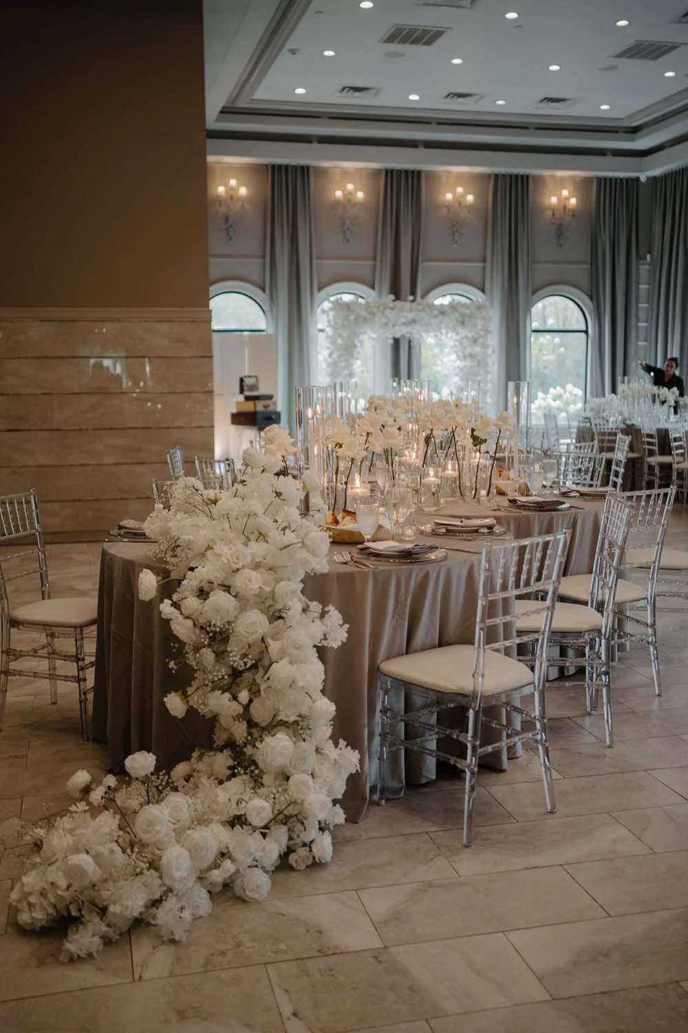 New York Ballroom with monochromatic florals and decor