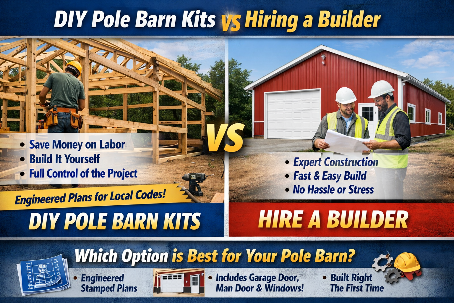 DIY Pole Barn Kits vs Hiring a Builder: Which Option Is Best for Your Pole Barn Project?