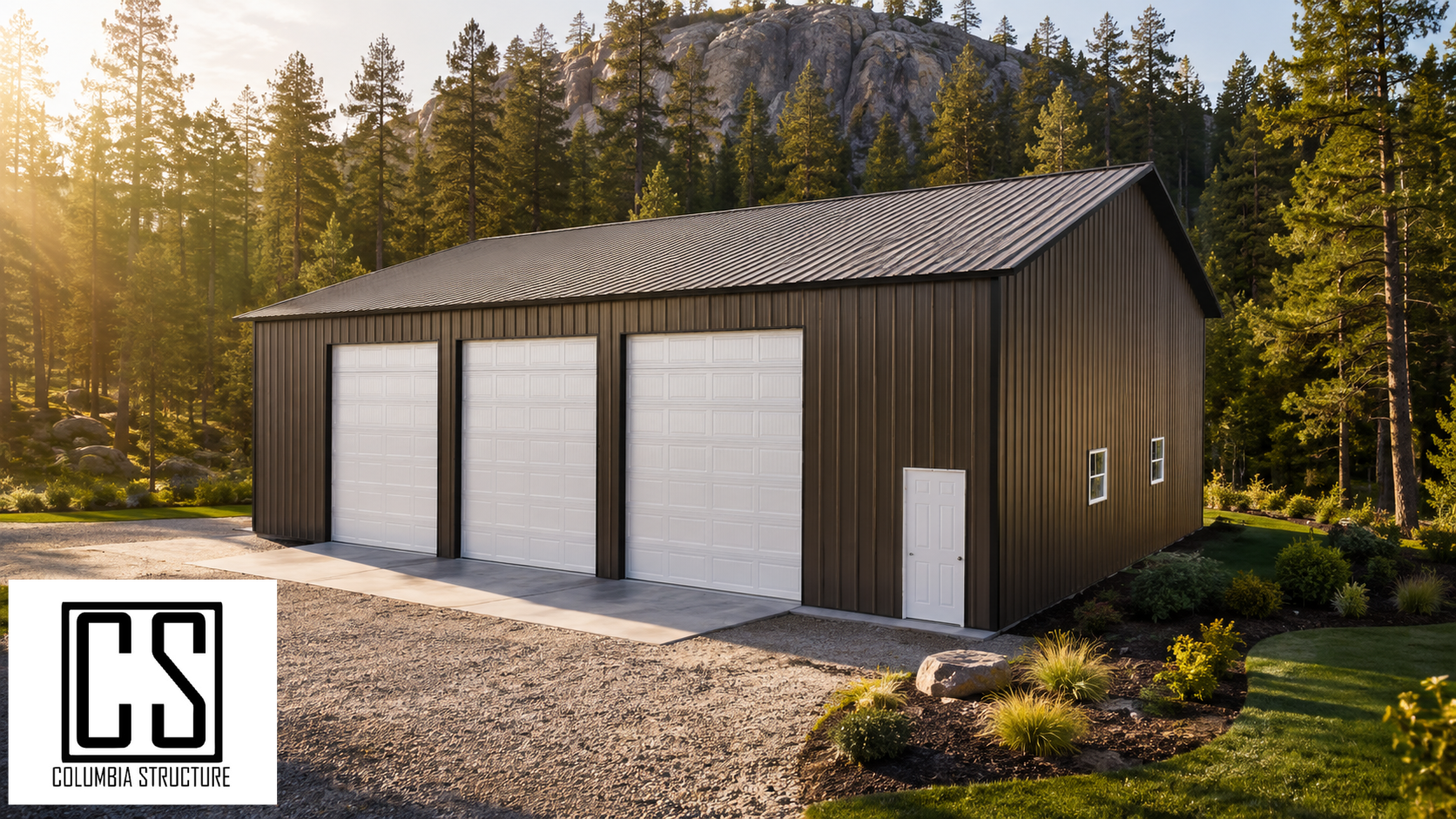 48x60x16 Pole Barn Kit W/ Garage Doors Included