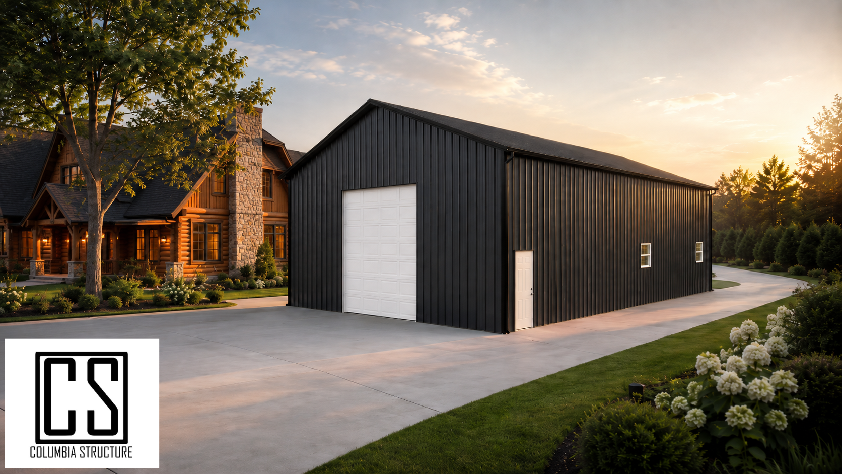 36x60x16 Pole Barn Kit W/ Garage Doors Included