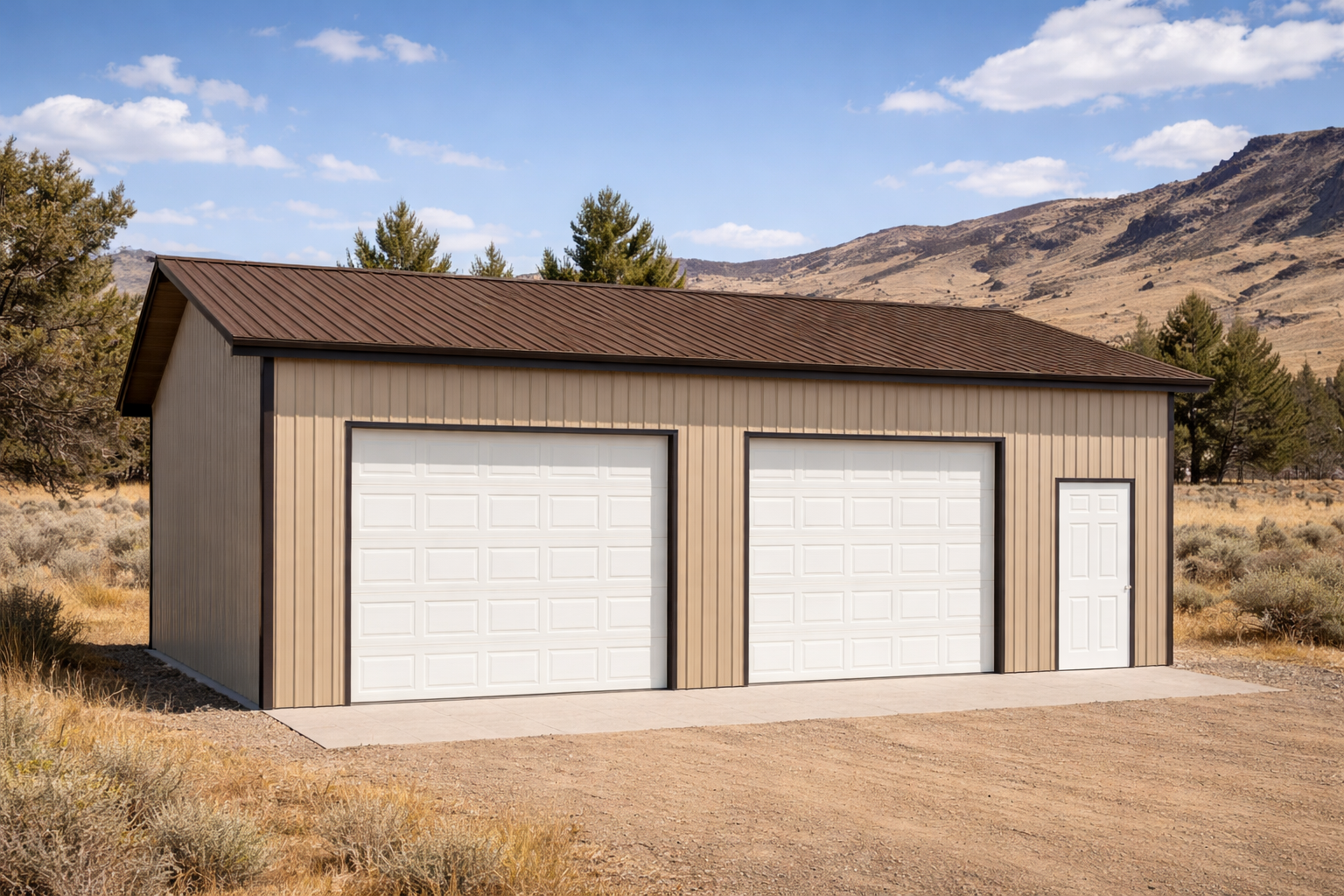 24x36x12 Pole Barn Kit W/ Garage Doors Included