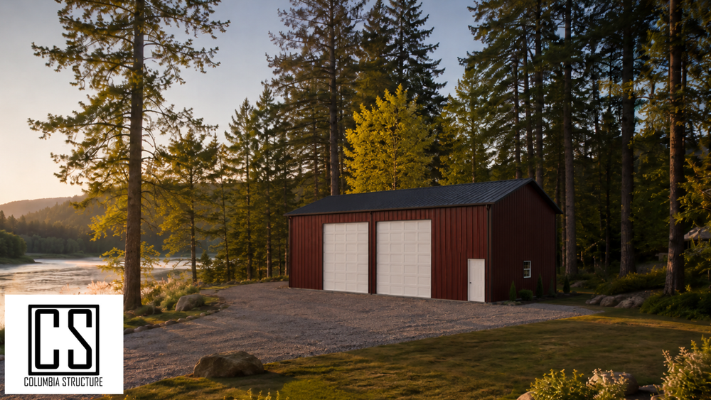 30 by 48 by 16 foot pole barn kit render by Columbia Structure