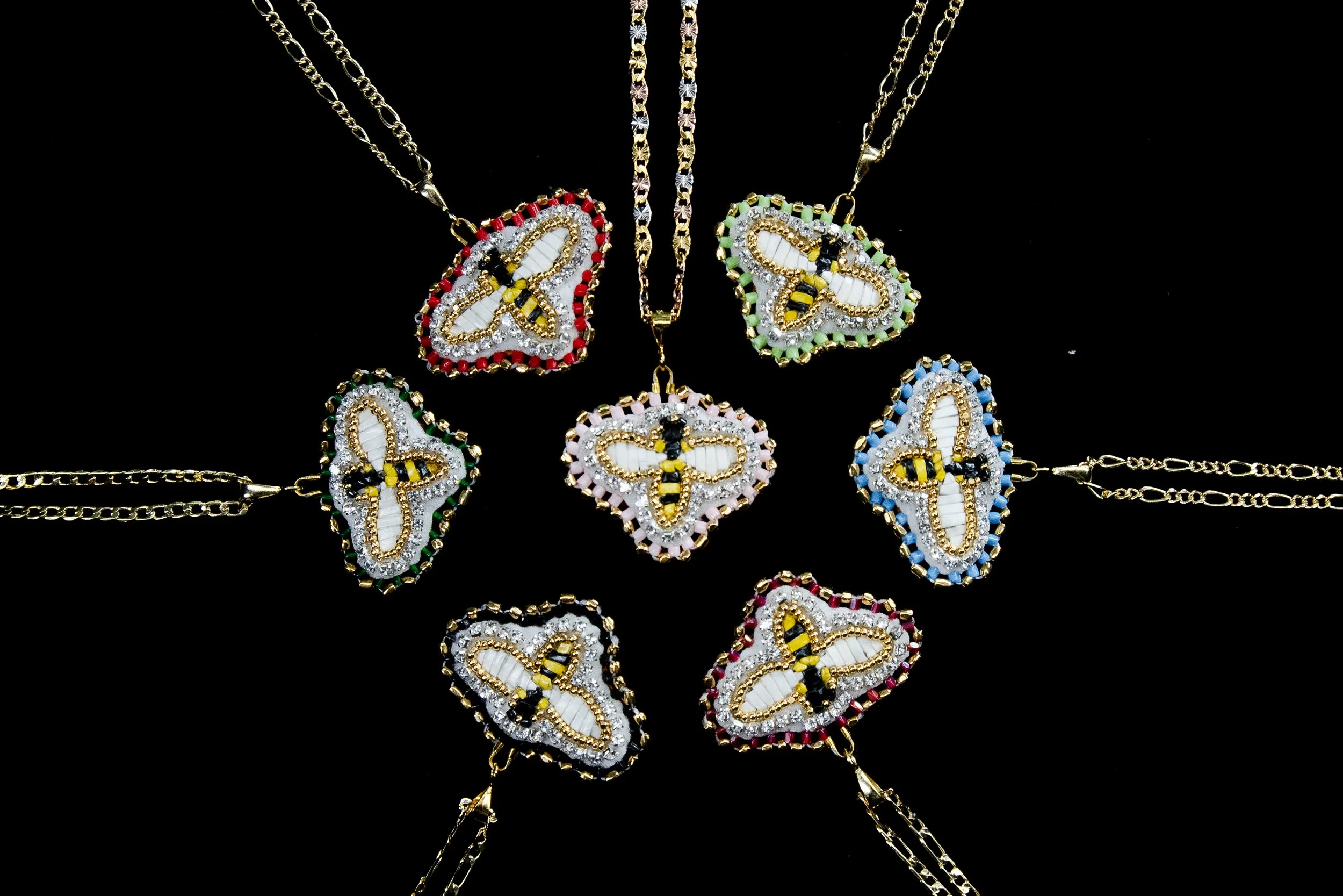 MESSENGERS OF BLOOM -Bee Quillwork Pendant Series