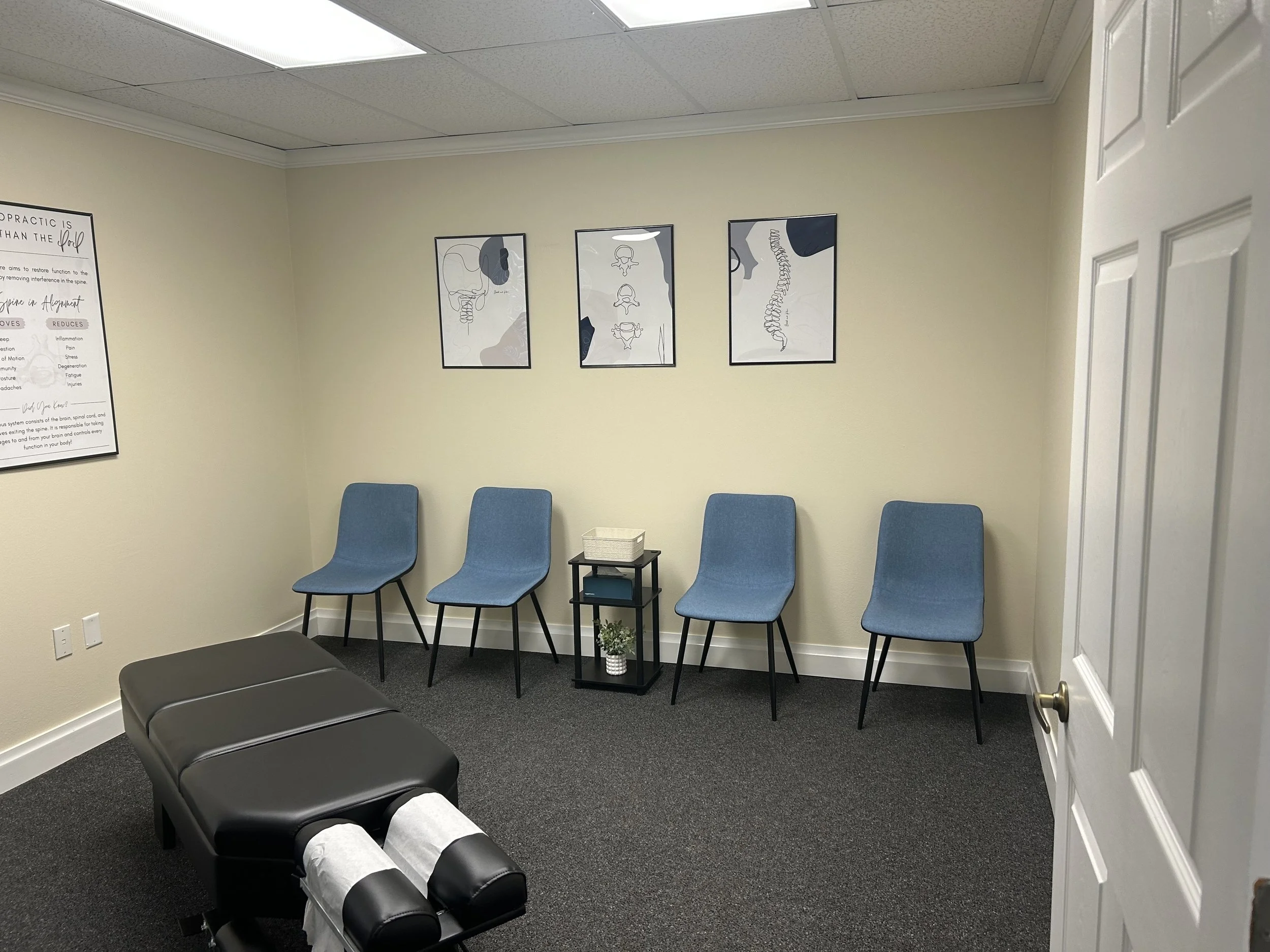 Chiropractic office in Pensacola FL with treatment table at ChiroSource Wellness