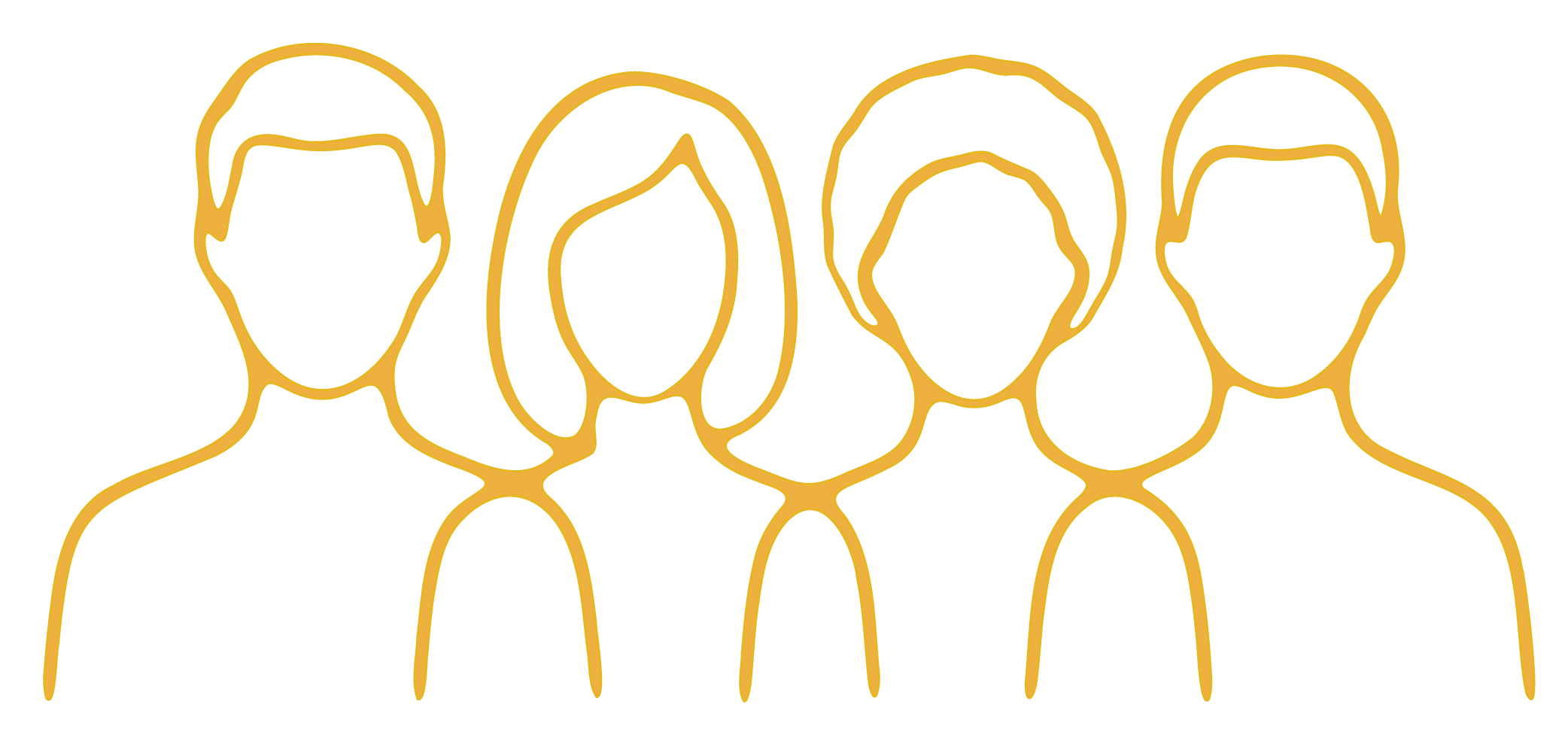 A line drawn illustration of a group of people connected together