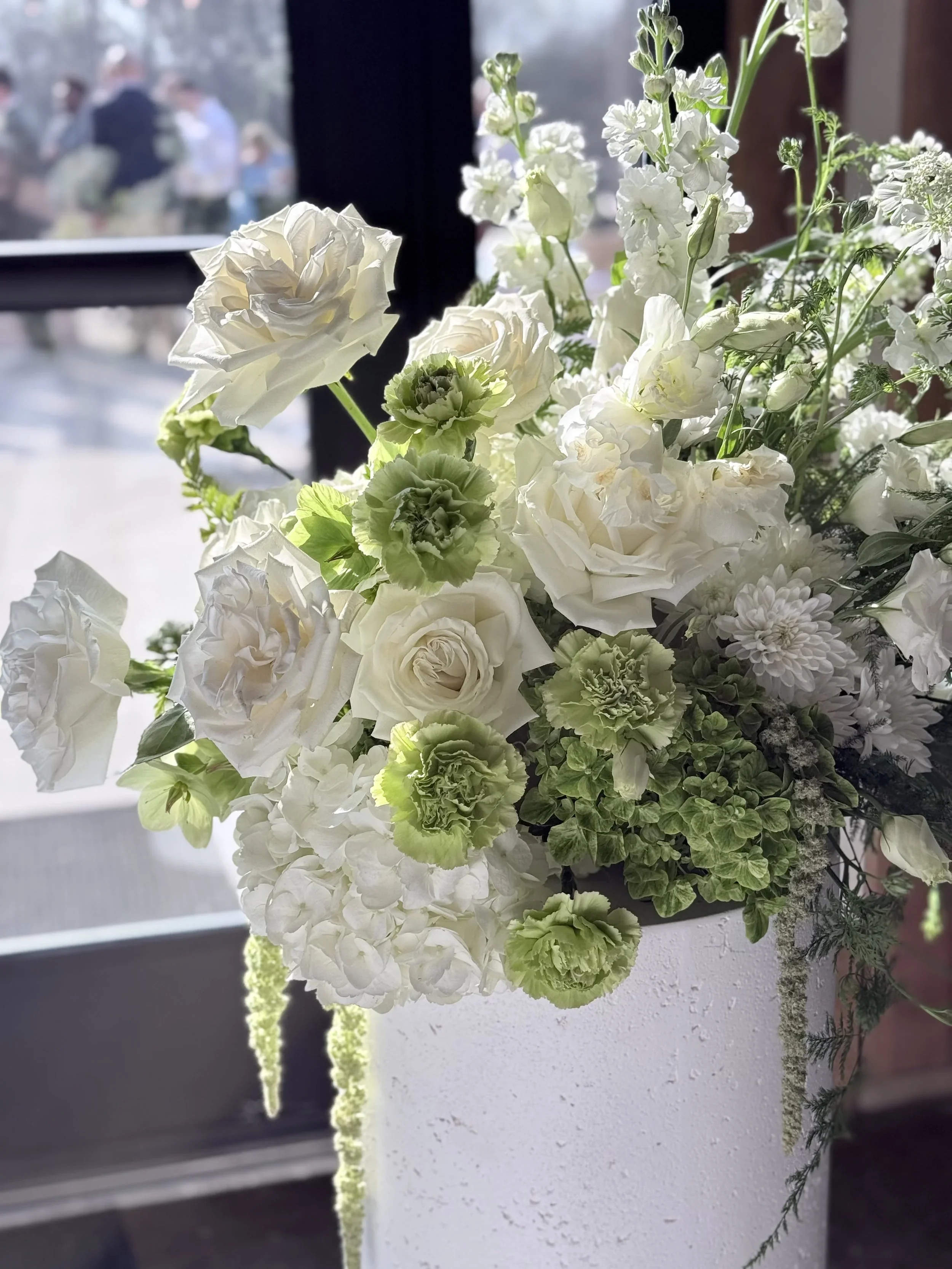 White and Green Wedding Flowers for a Modern Outdoor Wedding Ceremony
