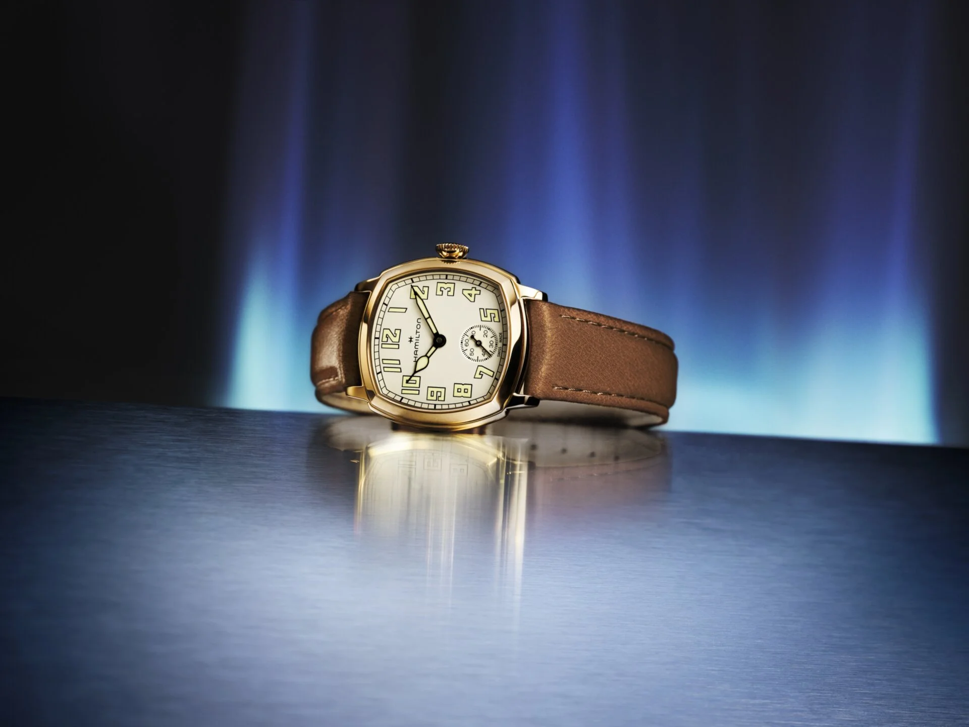 Gold PVD Hamilton Watch on its side