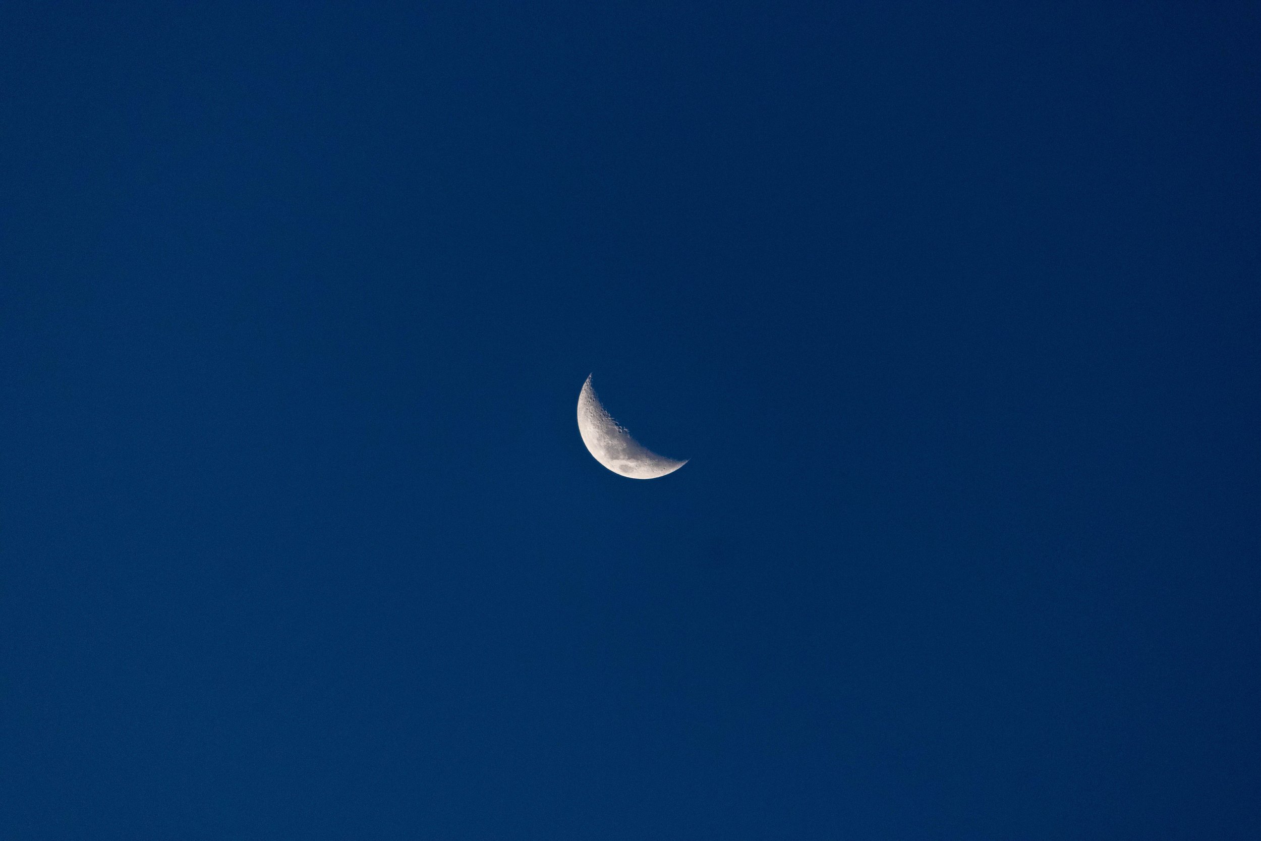 Half moon in the night sky