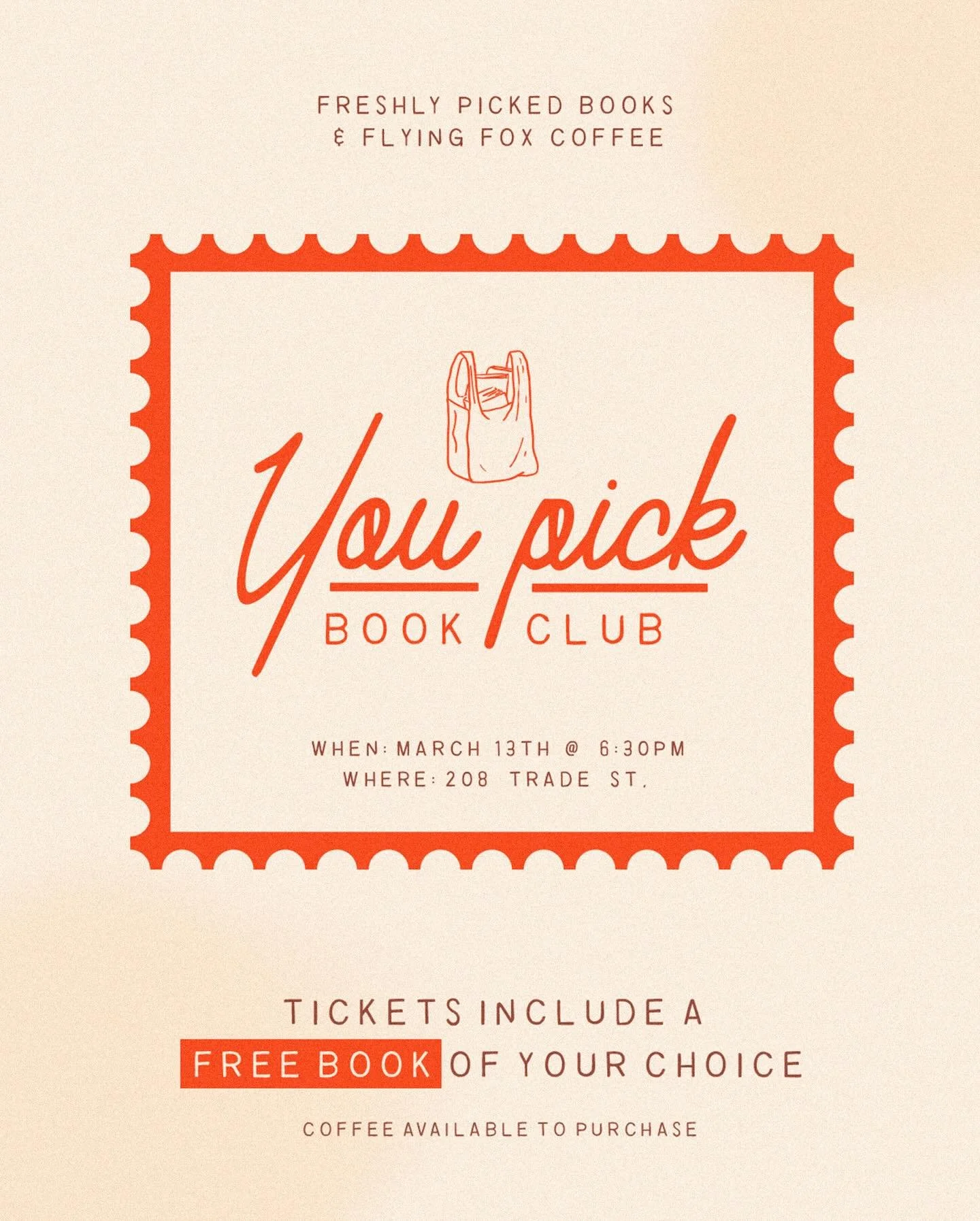 Y&rsquo;all sold out the last one, so what&rsquo;s one more! 🤭☕️📚

Our next You Pick Book Club is coming up on March 13th! We&rsquo;re heading back over to @flyingfox for all your book and coffee needs 🫡 Our last 2 You Pick Book Club&rsquo;s were 
