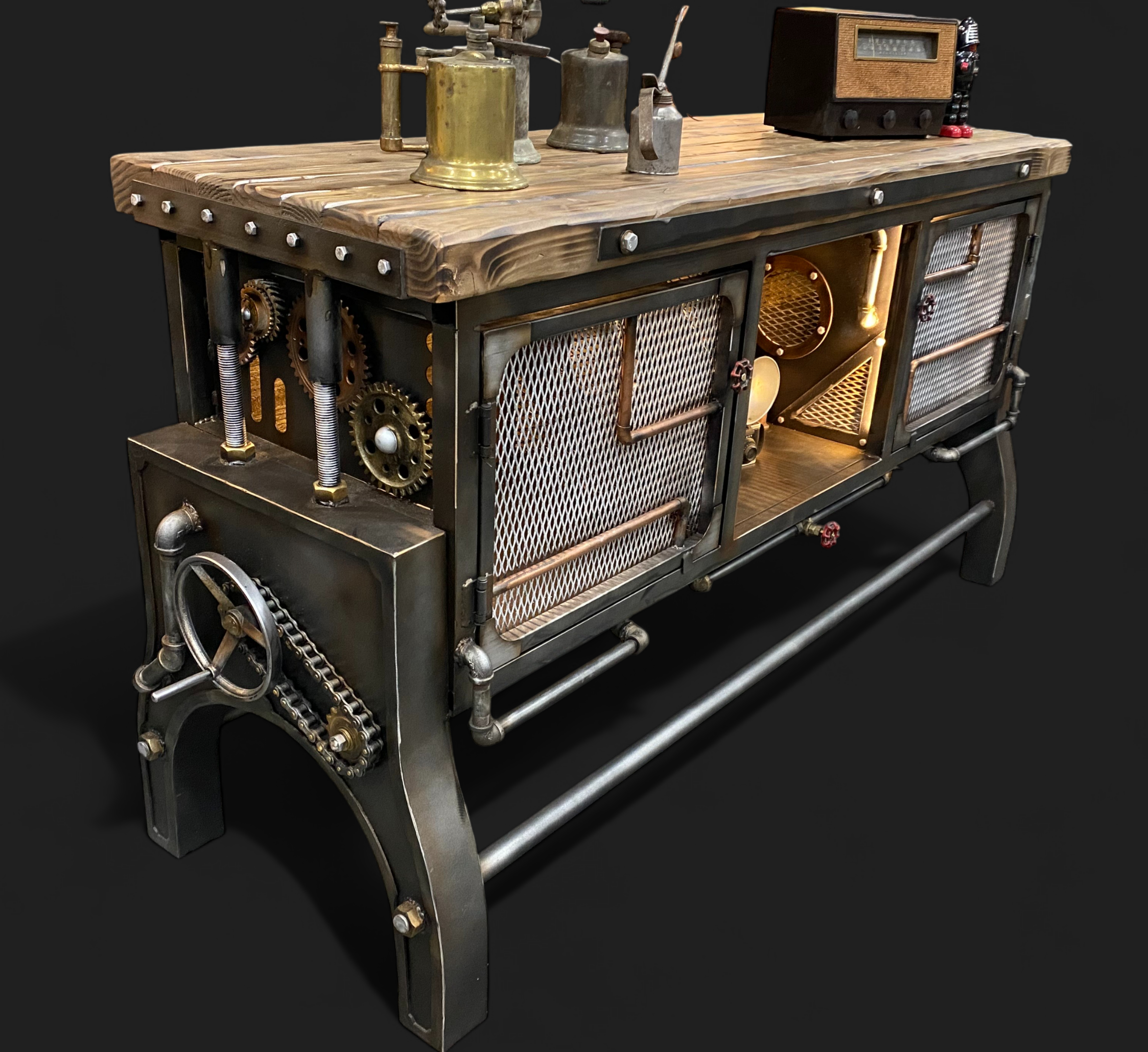 Steampunk furniture console table 