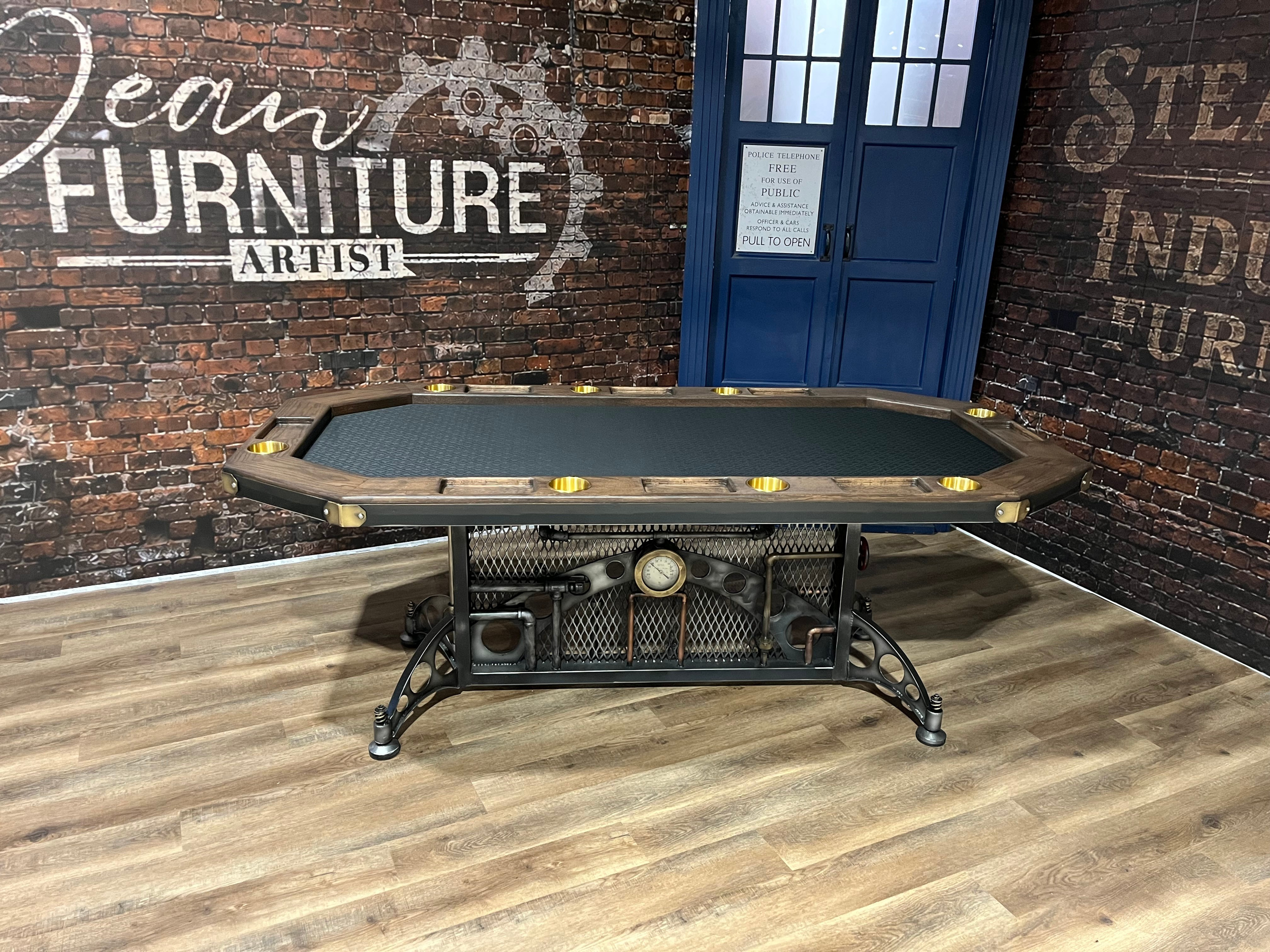Custom Steampunk Poker Table | Industrial Game Room Furniture