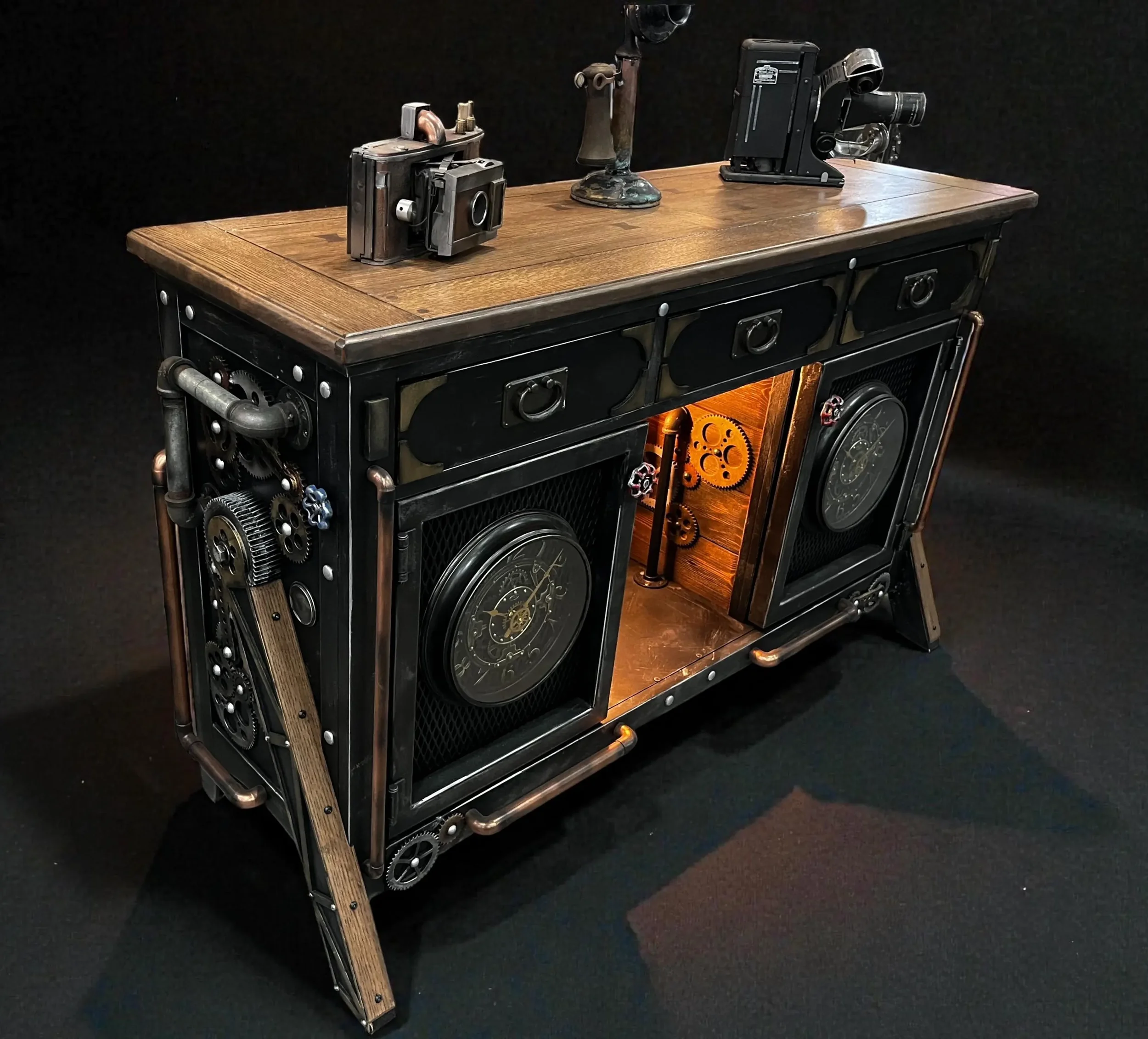 Custom Steampunk Console Table | Industrial Furniture
