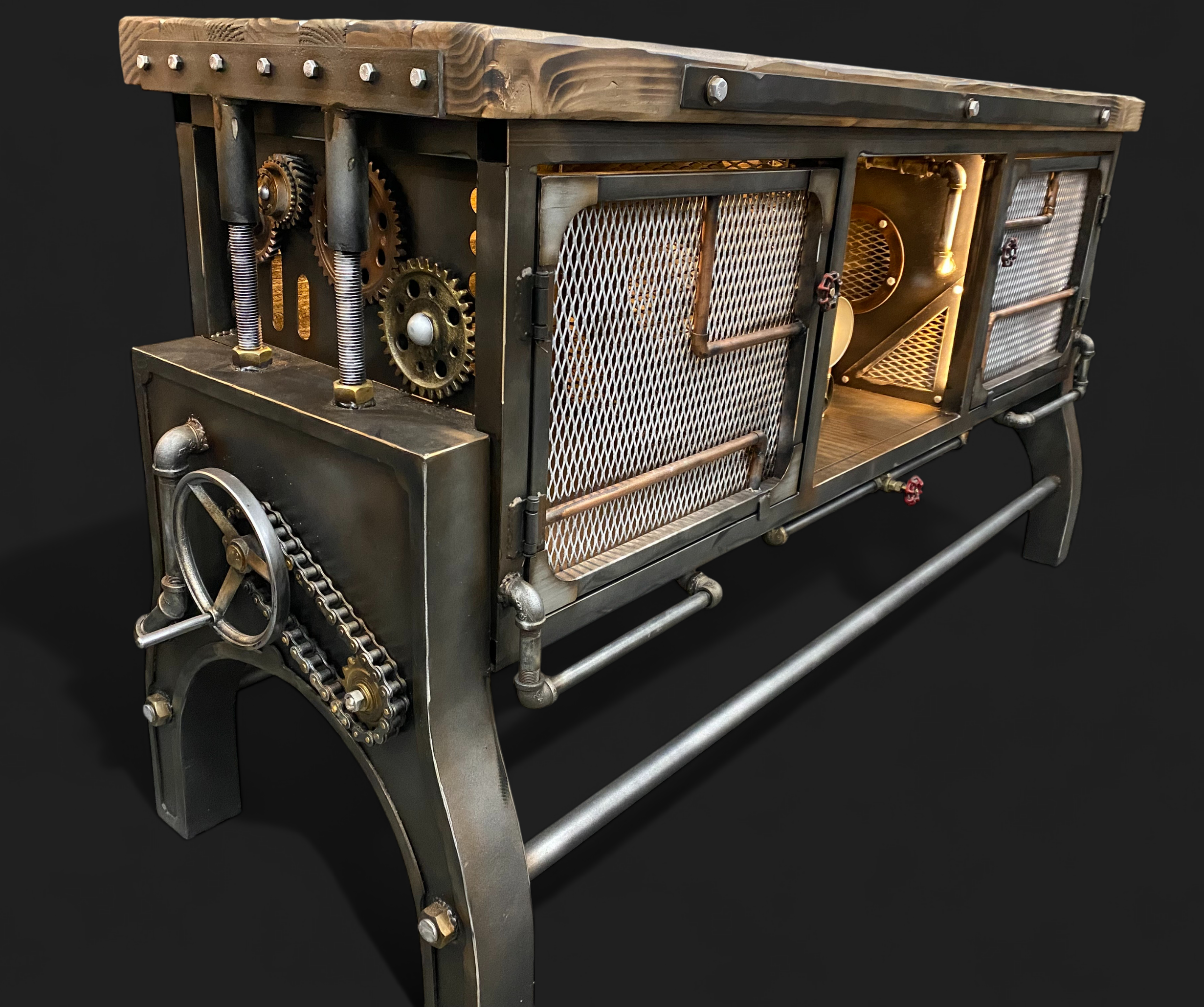 Steampunk furniture console table 