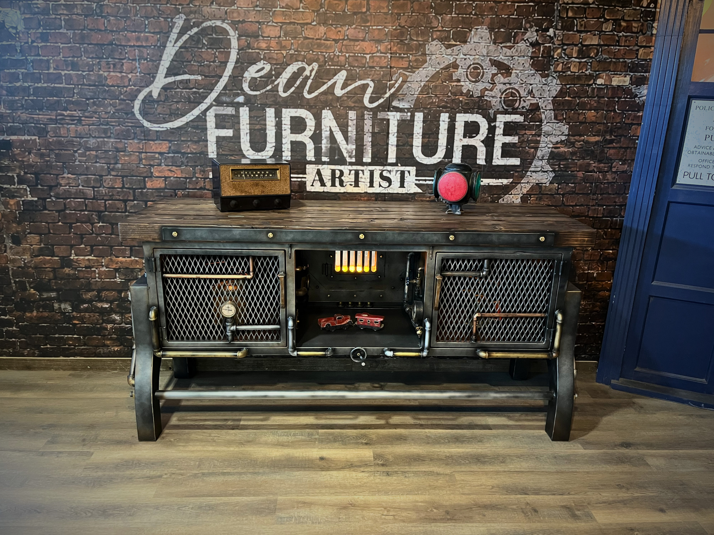 Locomotive Steampunk Console Table | Custom Industrial Furniture