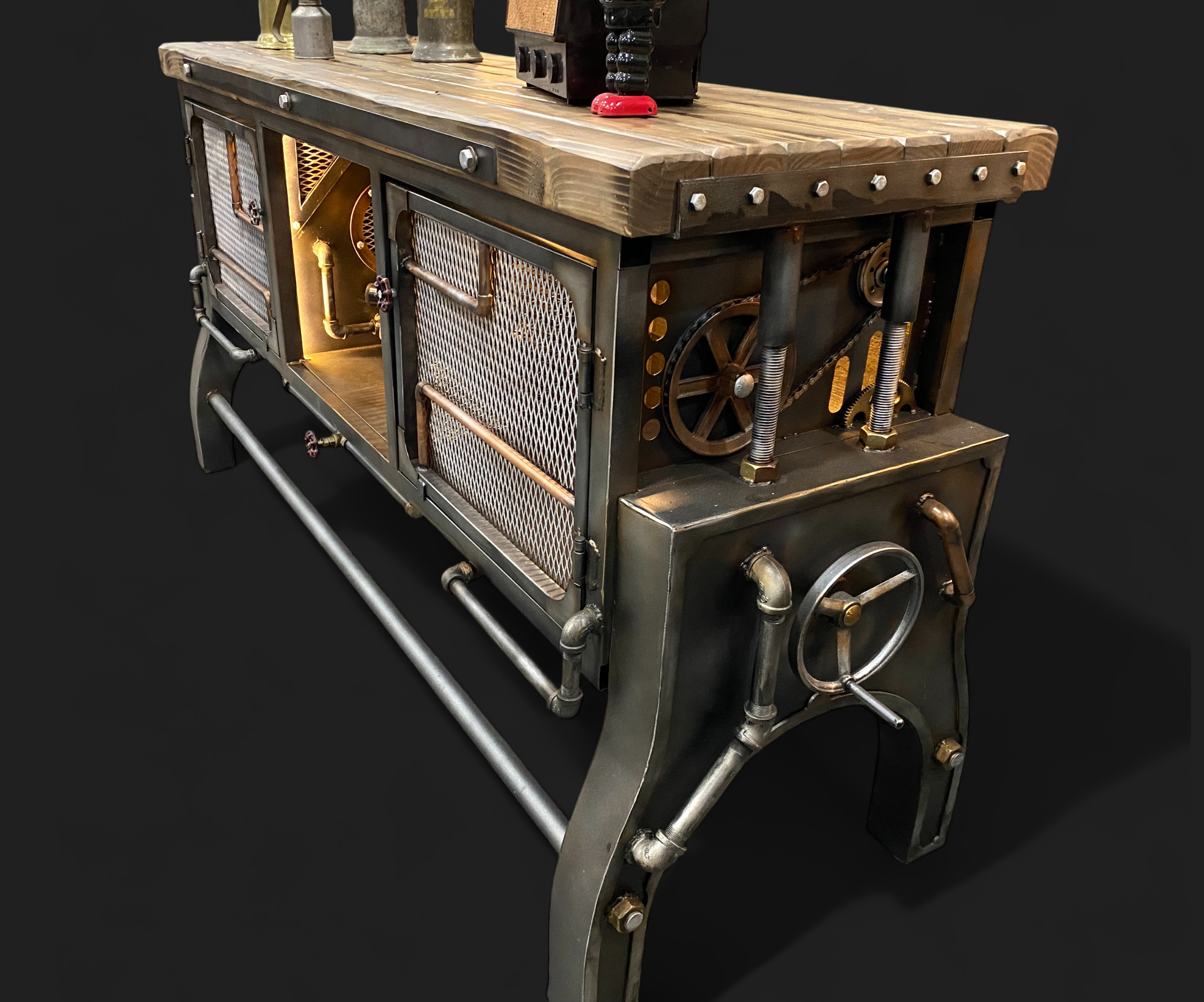 Steampunk furniture console table 