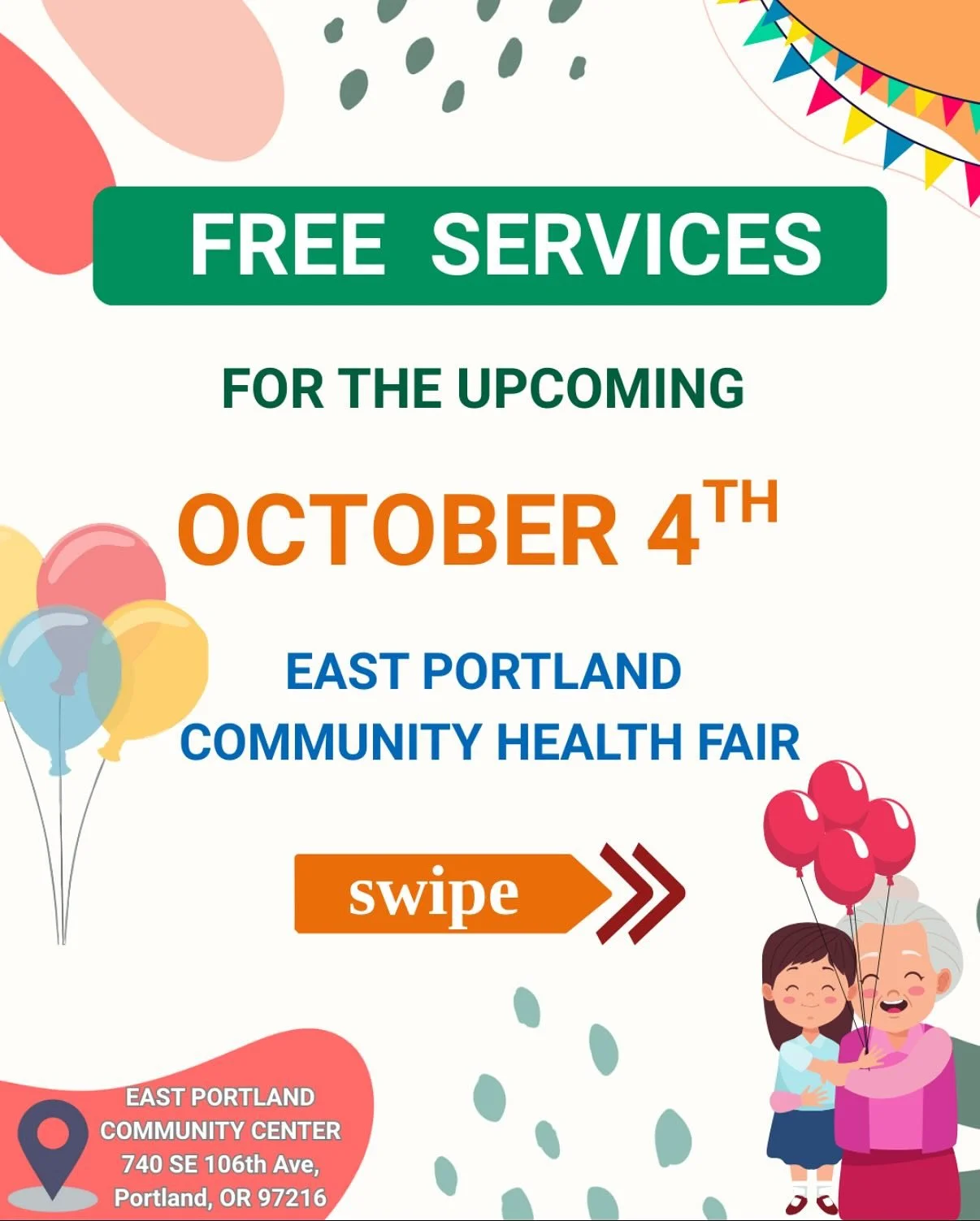 Our senior-focused Health Fair is happening this Saturday! 🎉 We can&rsquo;t wait to see you all at the East Portland Community Center. Swipe ➡️ to check out the amazing FREE services waiting for you at the event!