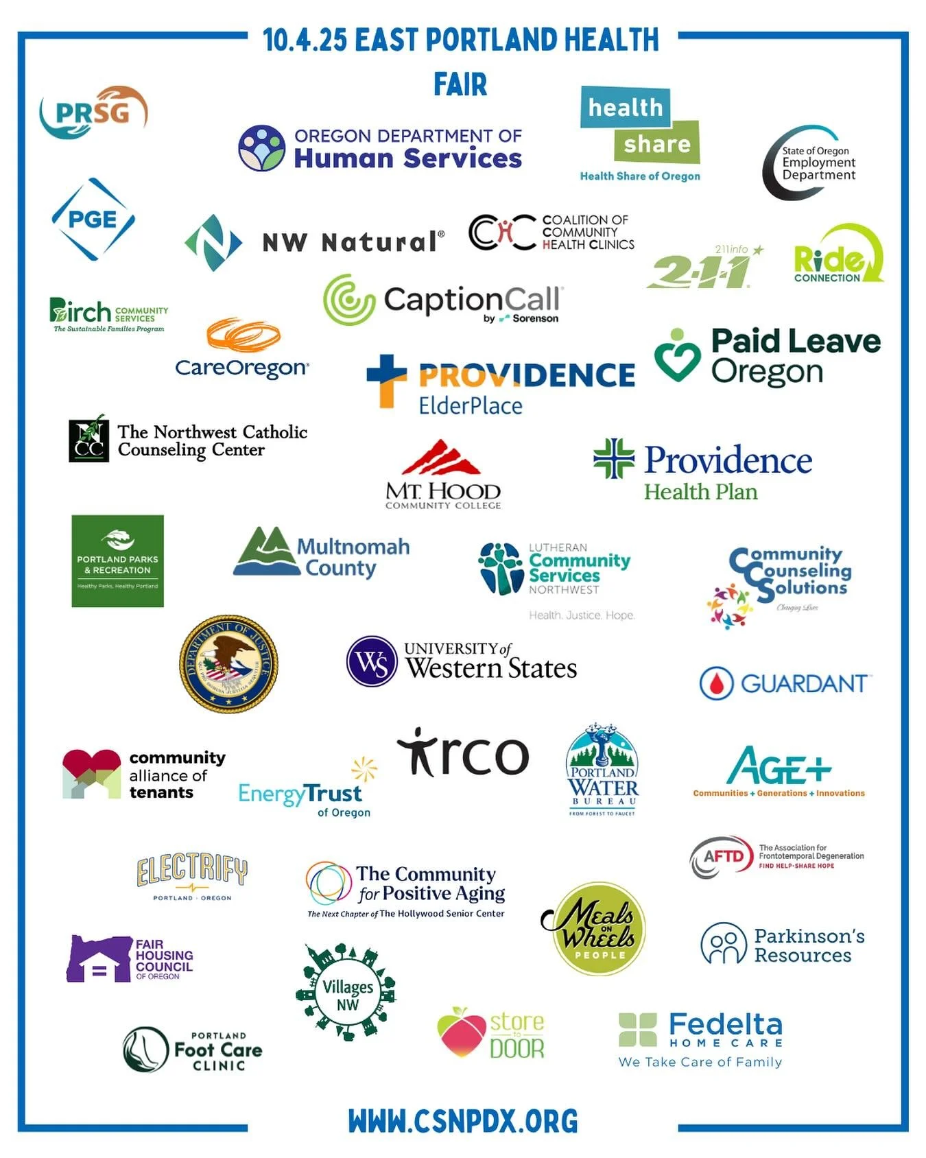 ⏰ We&rsquo;re just 2 days away from the Senior-Focused Health Fair at East Portland Community Center! 🎉
We&rsquo;re so grateful to have these incredible organizations joining us as tabling partners. 💚

Come stop by, meet them, and discover all the 