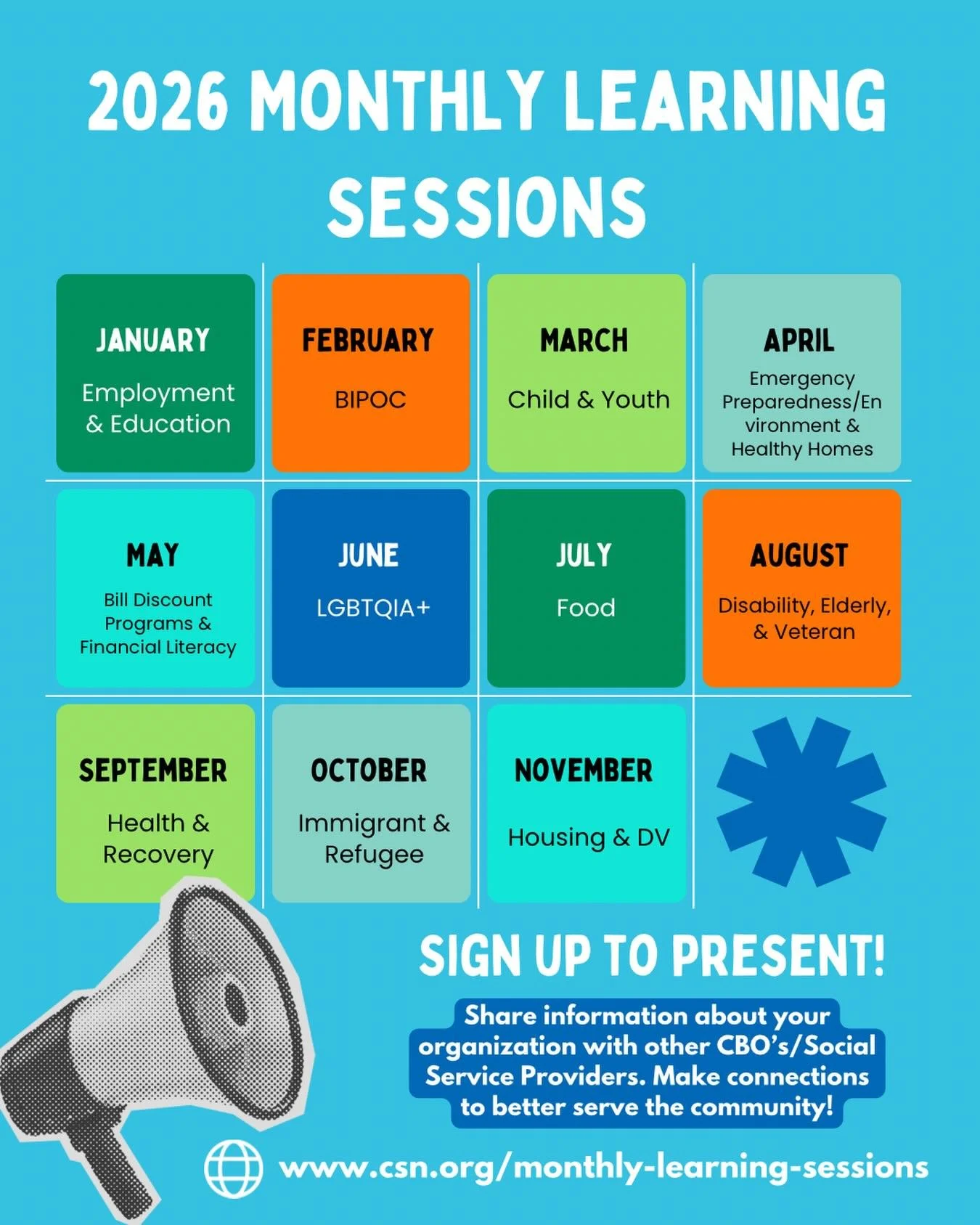 📣 Our 2026 Monthly Learning Sessions just launched! 

Sign up today to present and/or attend!! ✅ now open to both Multnomah and Washington counties!!