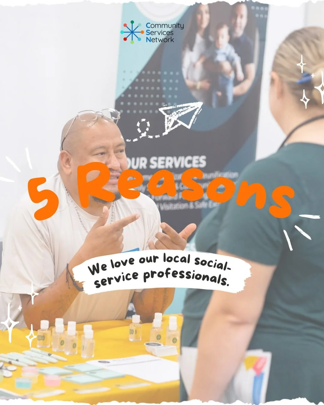 5 reasons we love our local social service professionals 🫶 

🤝 They want to connect 
💡They are thoughtful
🎉 They are enthusiastic
💖 They care deeply
💪 They are resilient 

Thank you for all that you do every day! ❤️