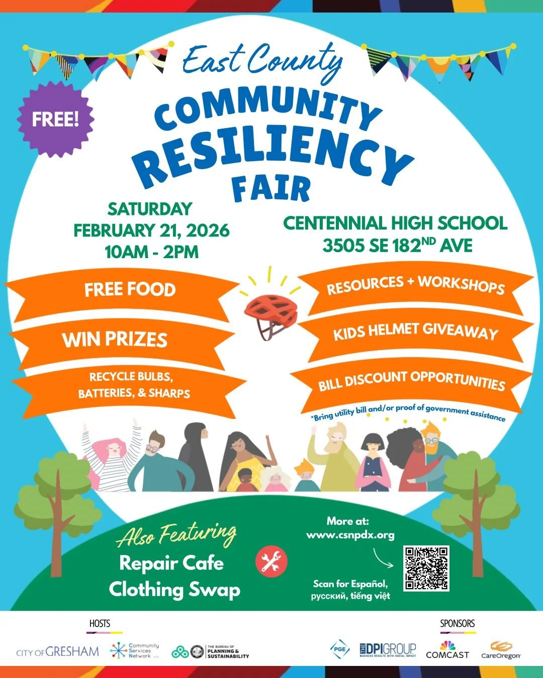 Mark your calendars! 📆✍️

We are coming back to Centennial High School for our East County Resiliency Fair on 2/21/26 from 10am - 2pm!

This fair is in partnership with @cityofgresham and @portlandbps and is excited to host: 

🧑&zwj;🔧 Repair Cafe!