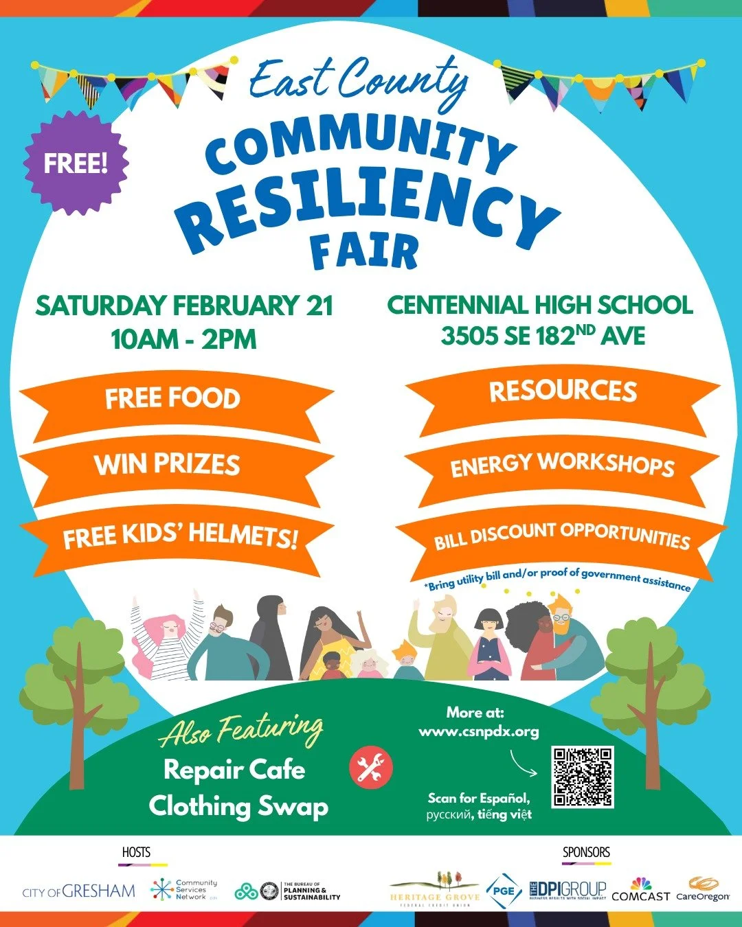 Join us at the upcoming Community Resiliency Fair hosted by The CSN, the City of Portland Bureau of Planning and Sustainability, and the City of Gresham!🎉

👉Come enjoy a wide range of important resources, information, activities, giveaways, and muc