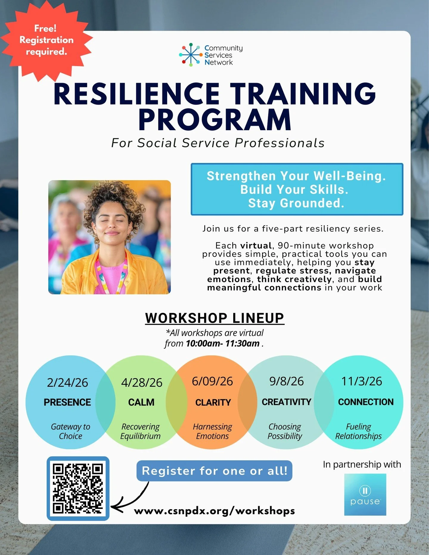 📢New workshop alert!! We're so excited to be partnering with @pausemeditation to offer a five-part virtual Resiliency Training Program 🎉Part 1- "Presence- Gateway to Choice" is happening on 02/24 from 10:00am - 11:30am - we hope you can j