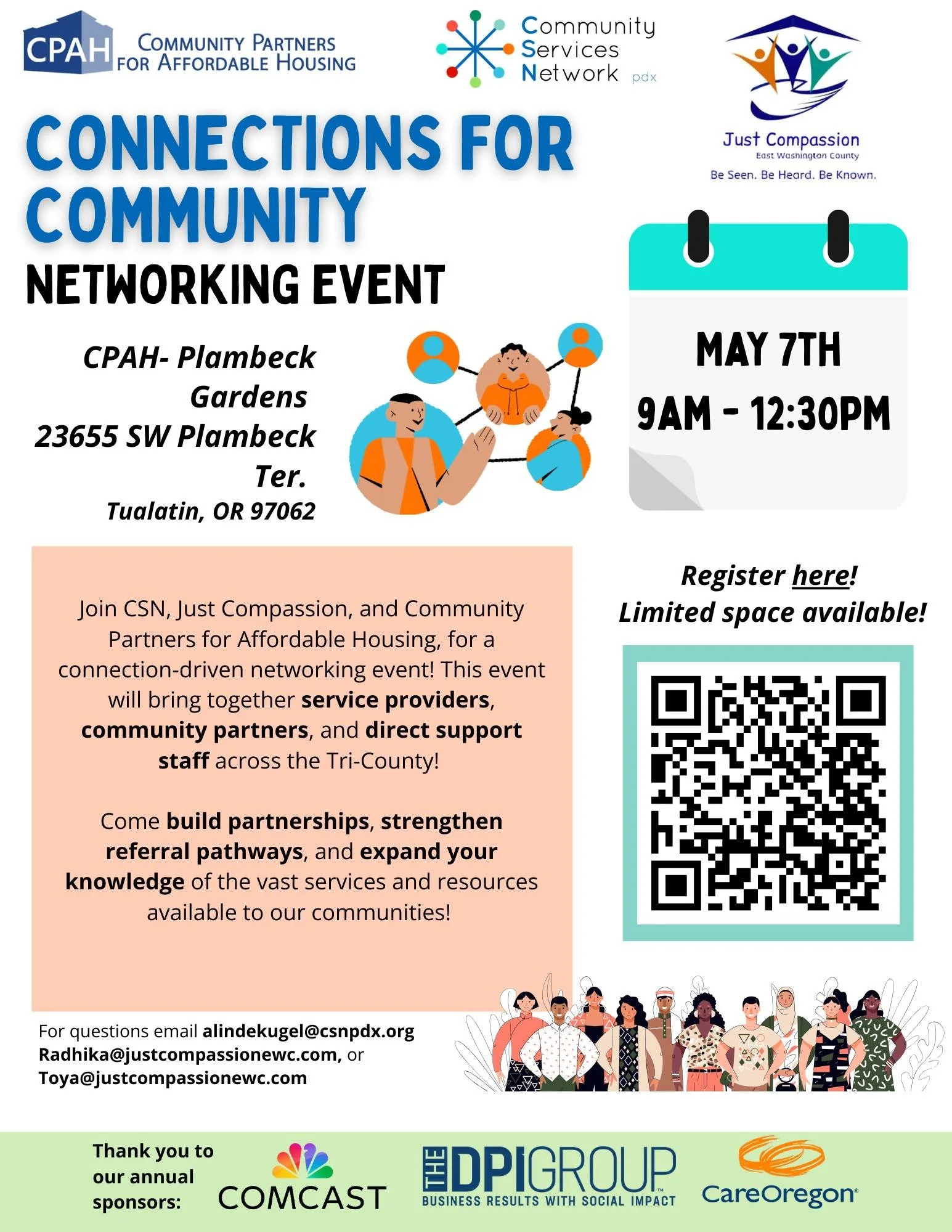 We're so excited to share that our next Washington County Networking event is happening on May 7th from 9:00am - 12:30pm at Plambeck Community Gardens in Tualatin. 🎉

Our networking events are all about making connections, sharing insights and resou
