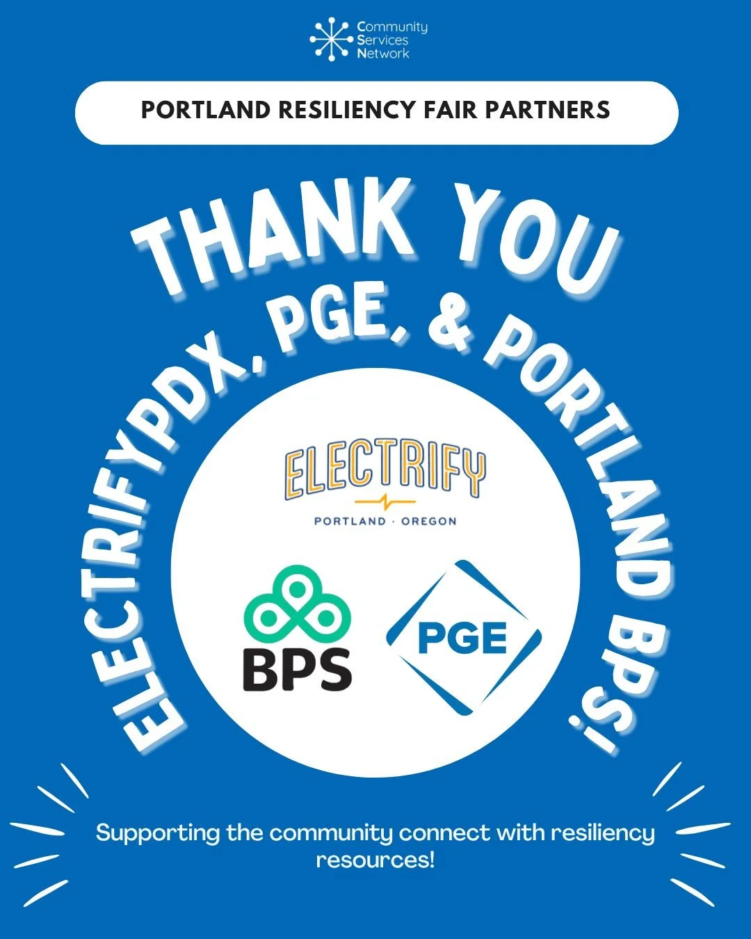 Shoutout to @electrify.pdx @portlandgeneral and @portlandbps for their commitment to supporting the community through resiliency resources! 

We are so grateful for their support and partnership as we gear up for our Portland Resiliency Fair on 5/30 