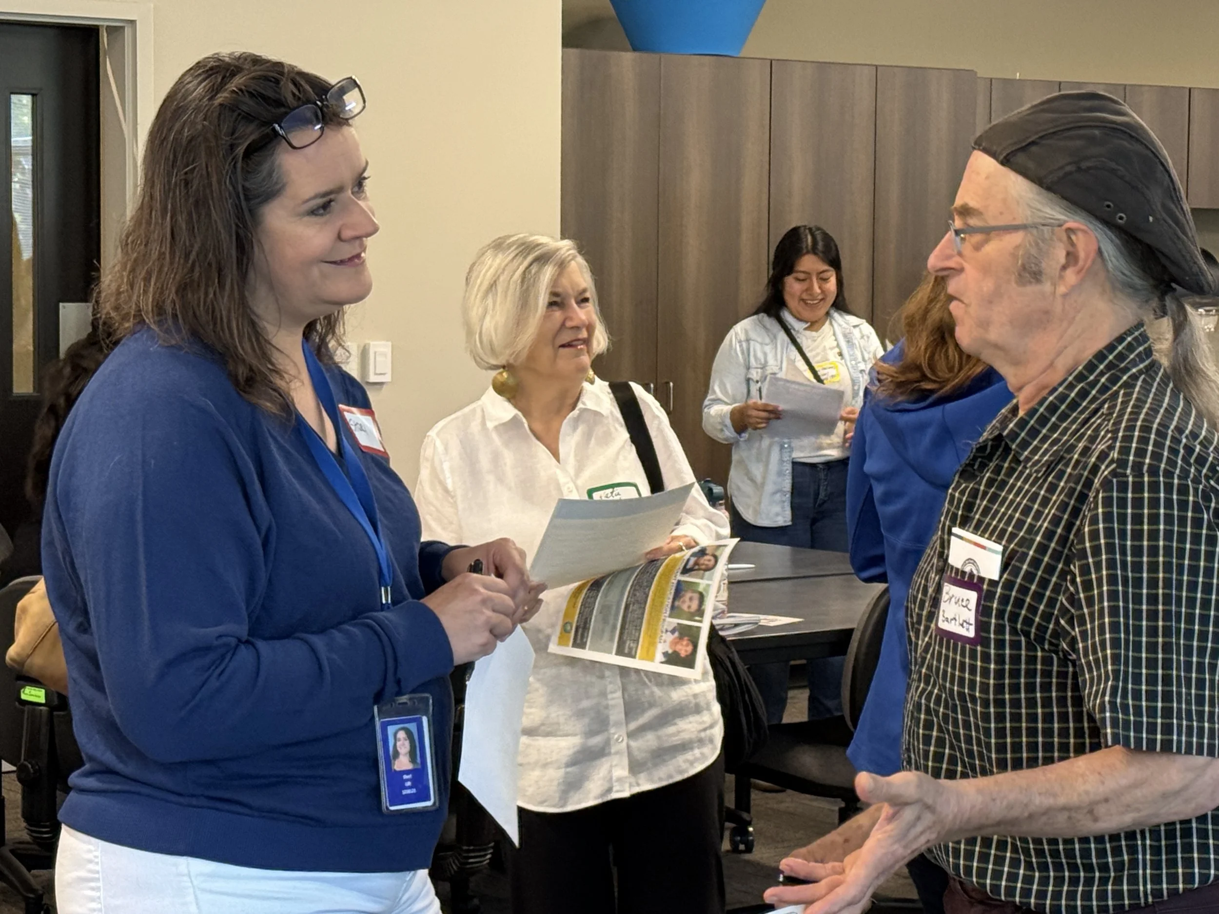 Man and woman talking at networking event