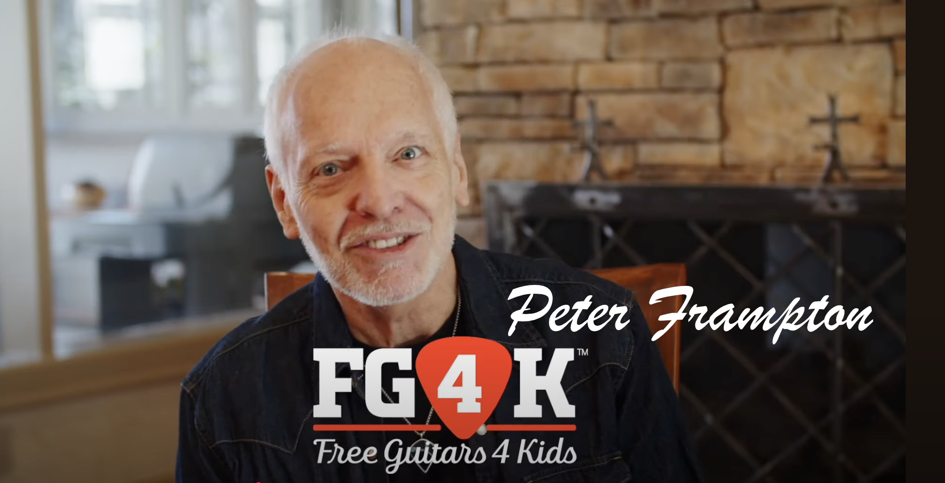 Peter Frampton smiling while supporting the mission of Free Guitars 4 Kids