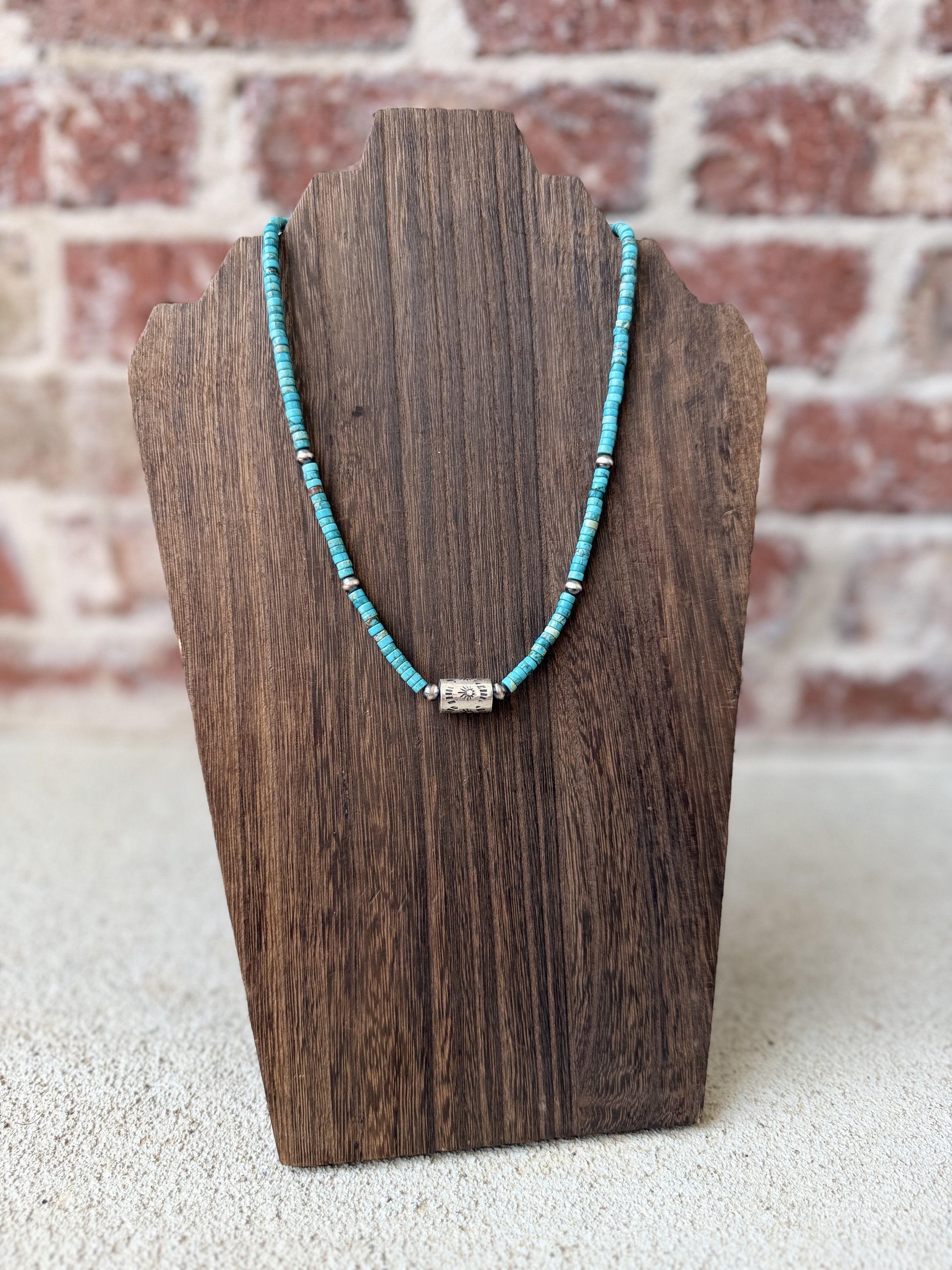 17" Kingman Barrel Heishi Necklace